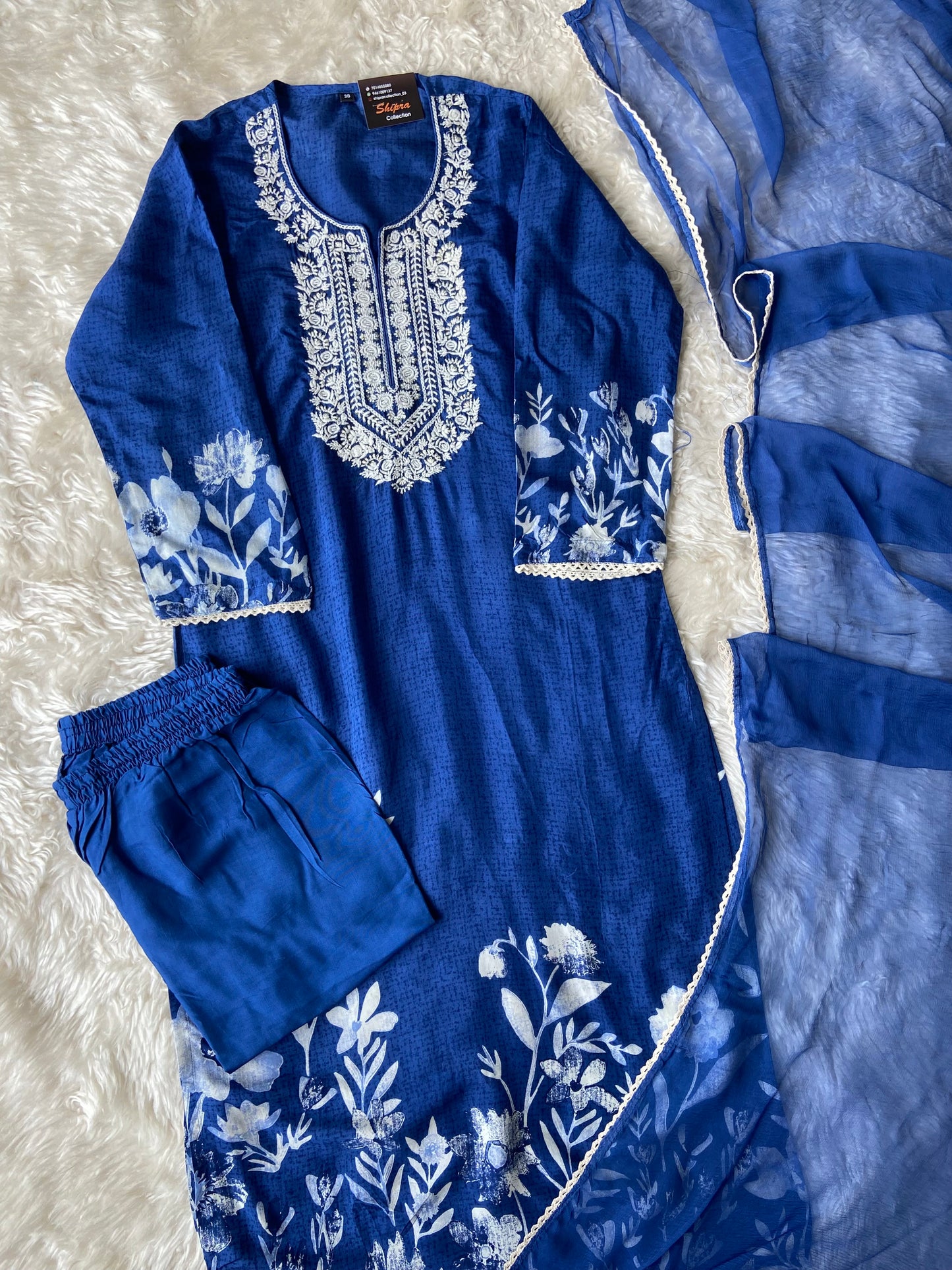 Pure Silk Kurti Pant Dupatta Set