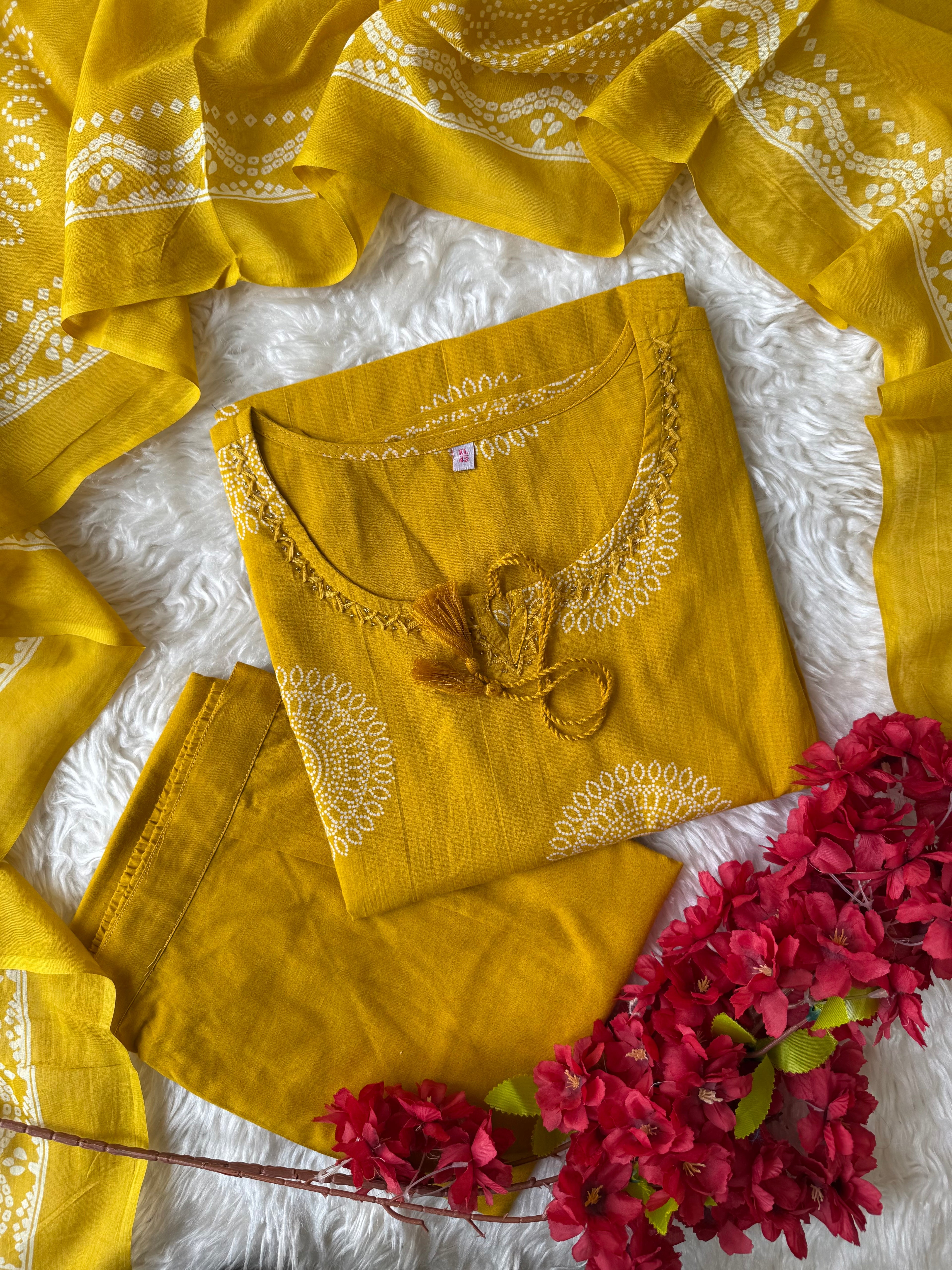 Premium Cotton Kurti Pant Dupatta Set