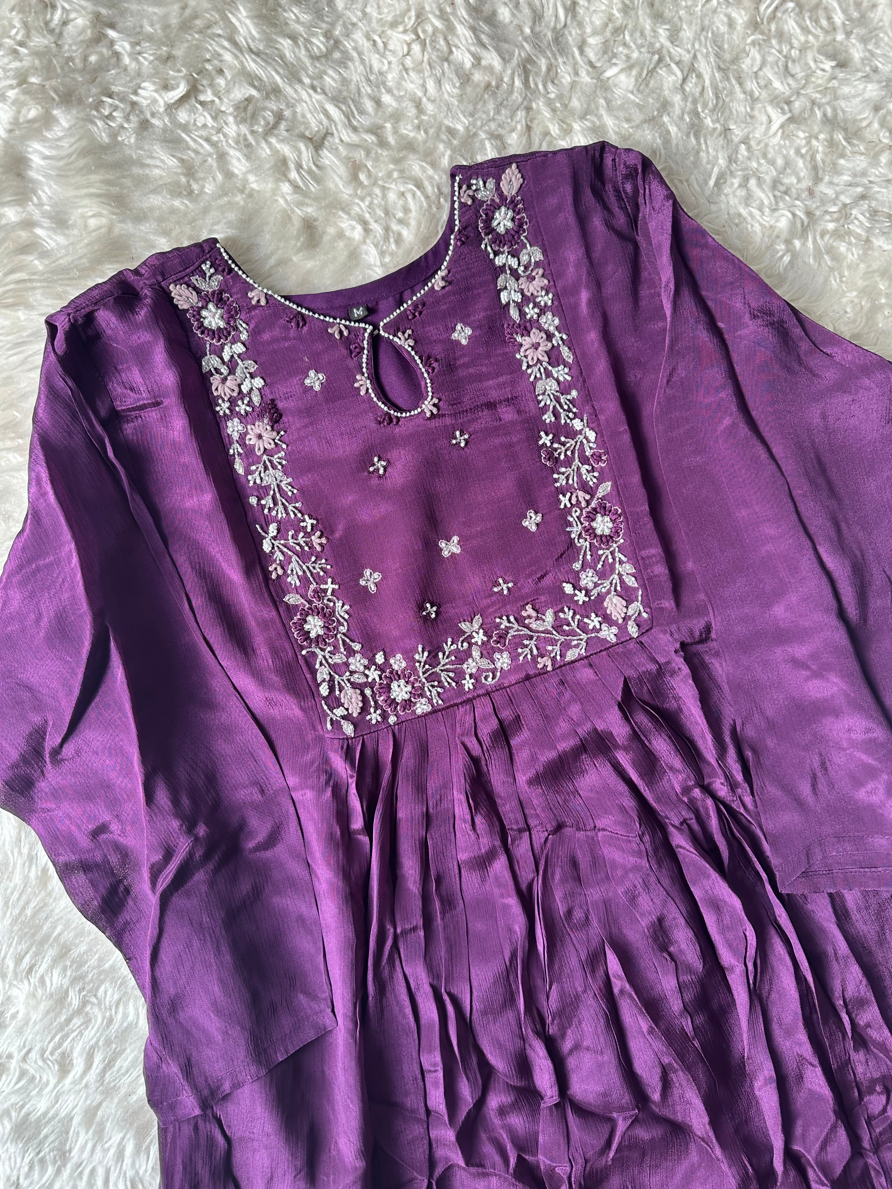 Pure Chinon Kurti Pant Dupatta Set