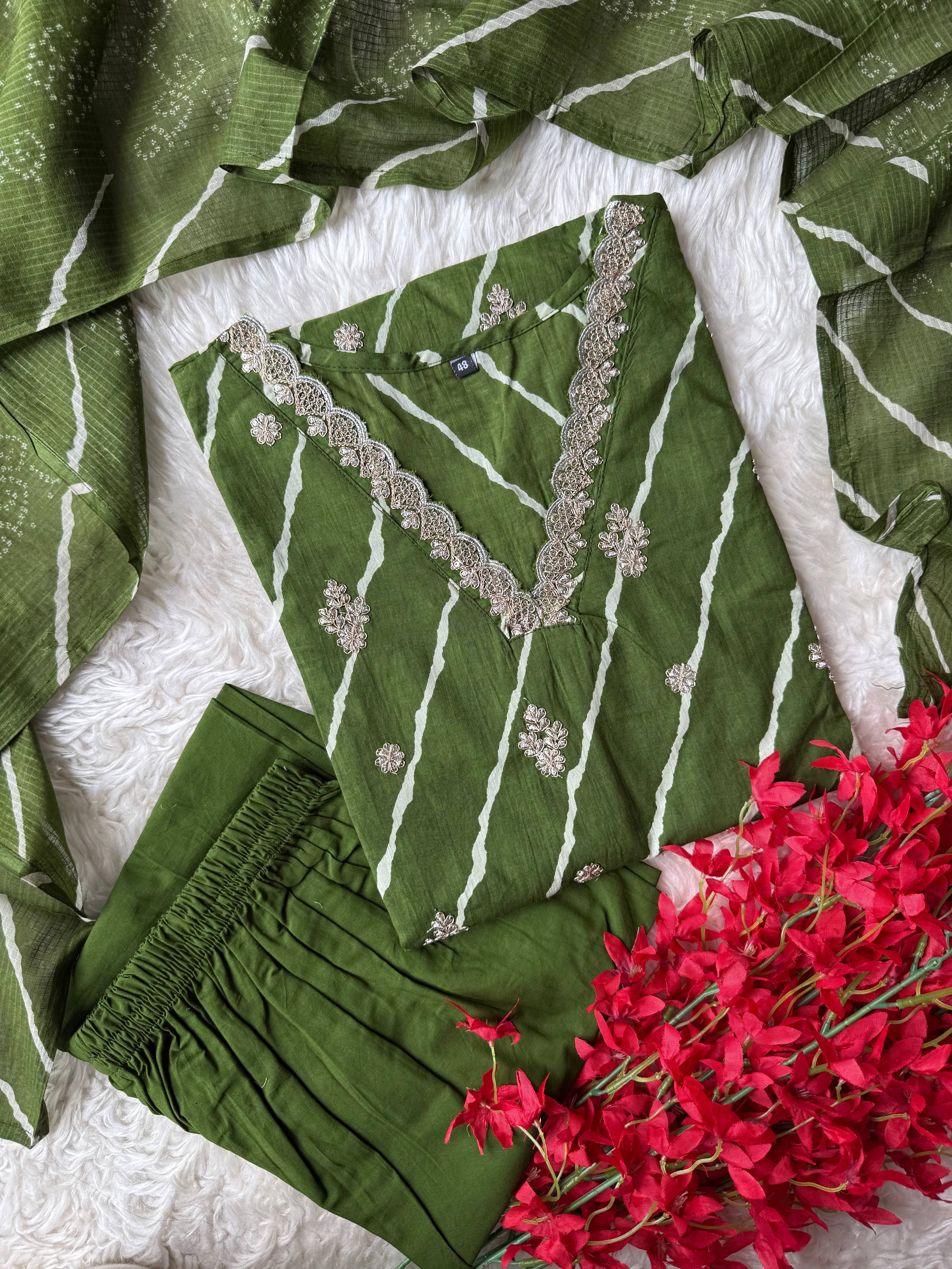 Premium Cotton Lehariya Set