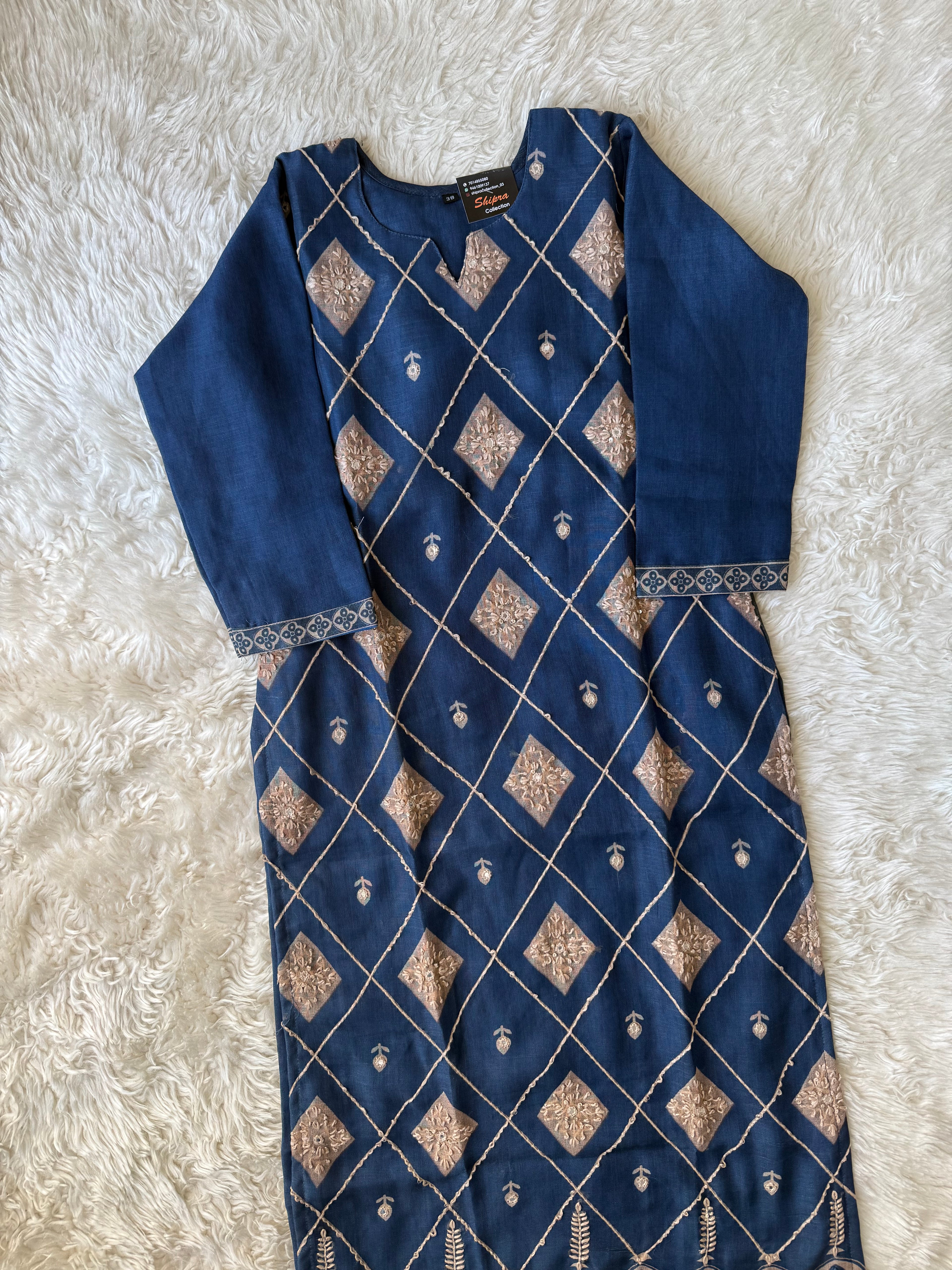 Linen Kurti Pant Dupatta Set