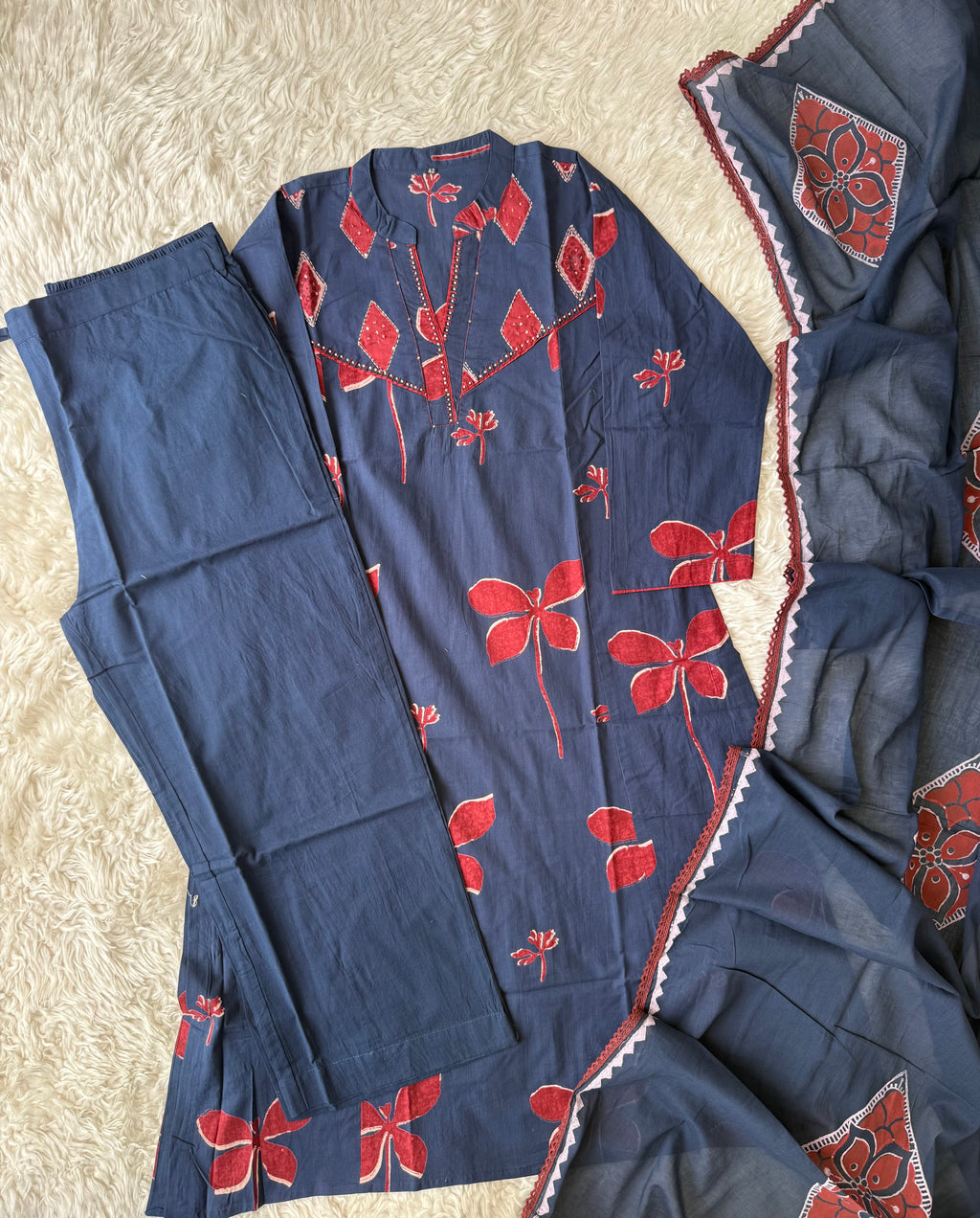 Premium Cotton Kurti Pant Dupatta Set