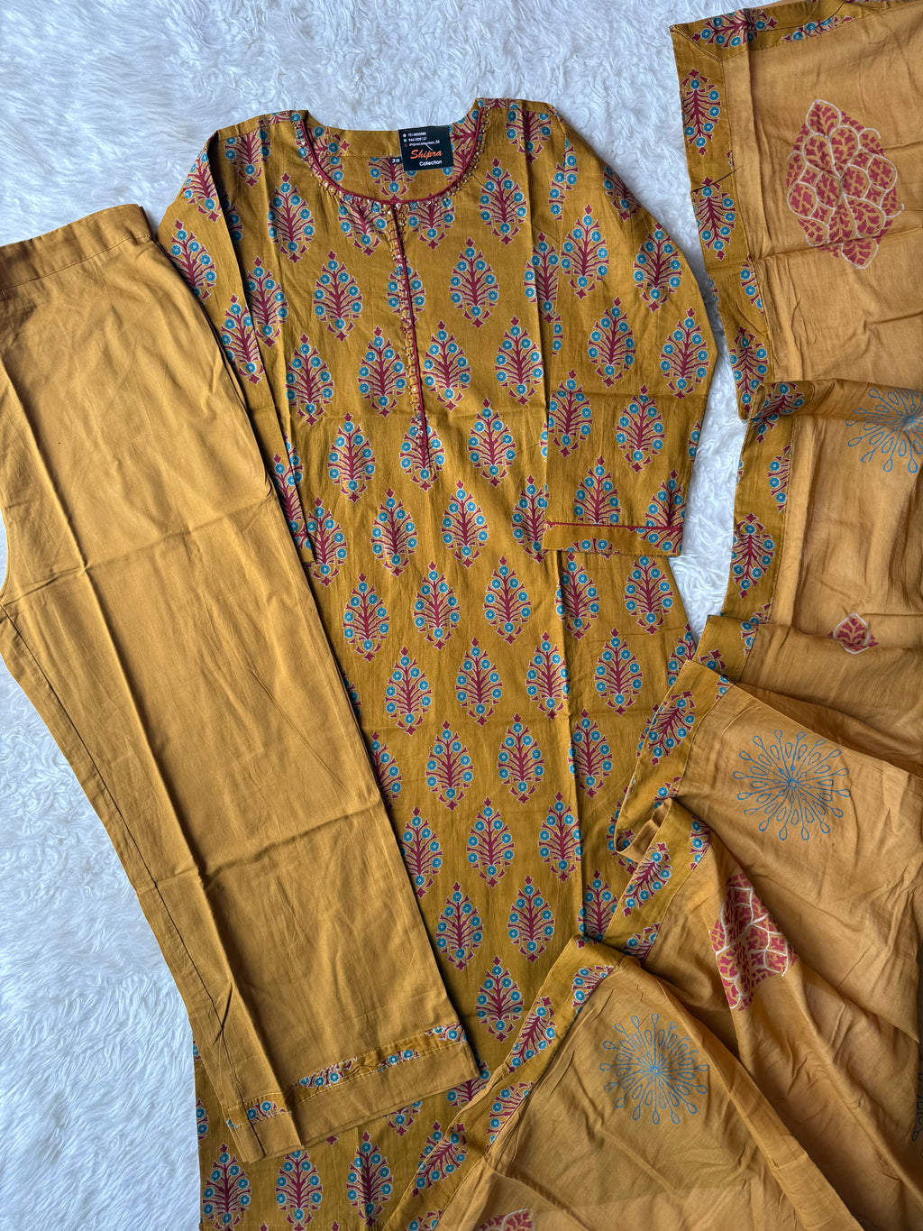 Premium Cotton Kurti Pant Dupatta Set