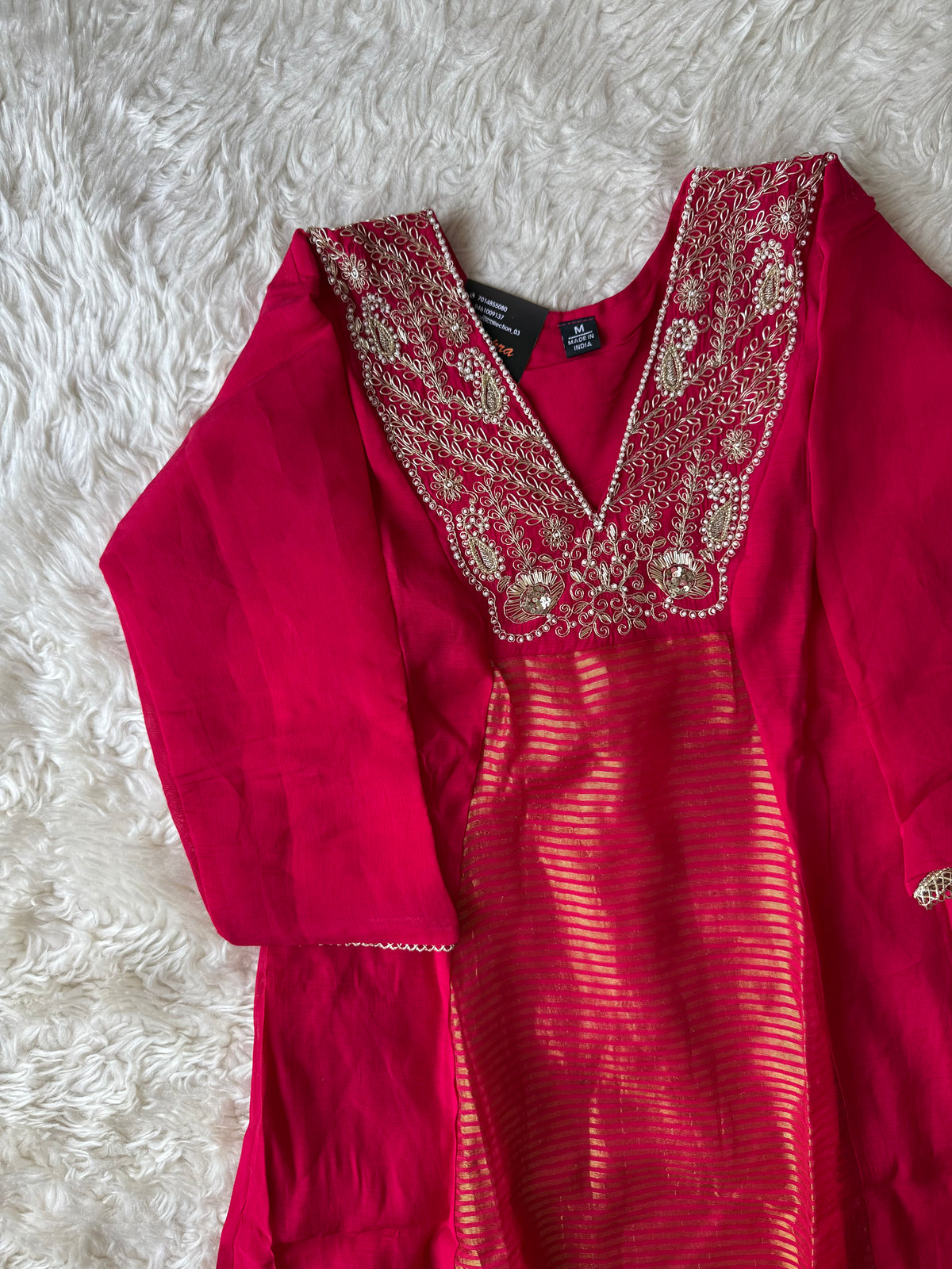Pure Muslin Silk Kurti Pant Dupatta Set