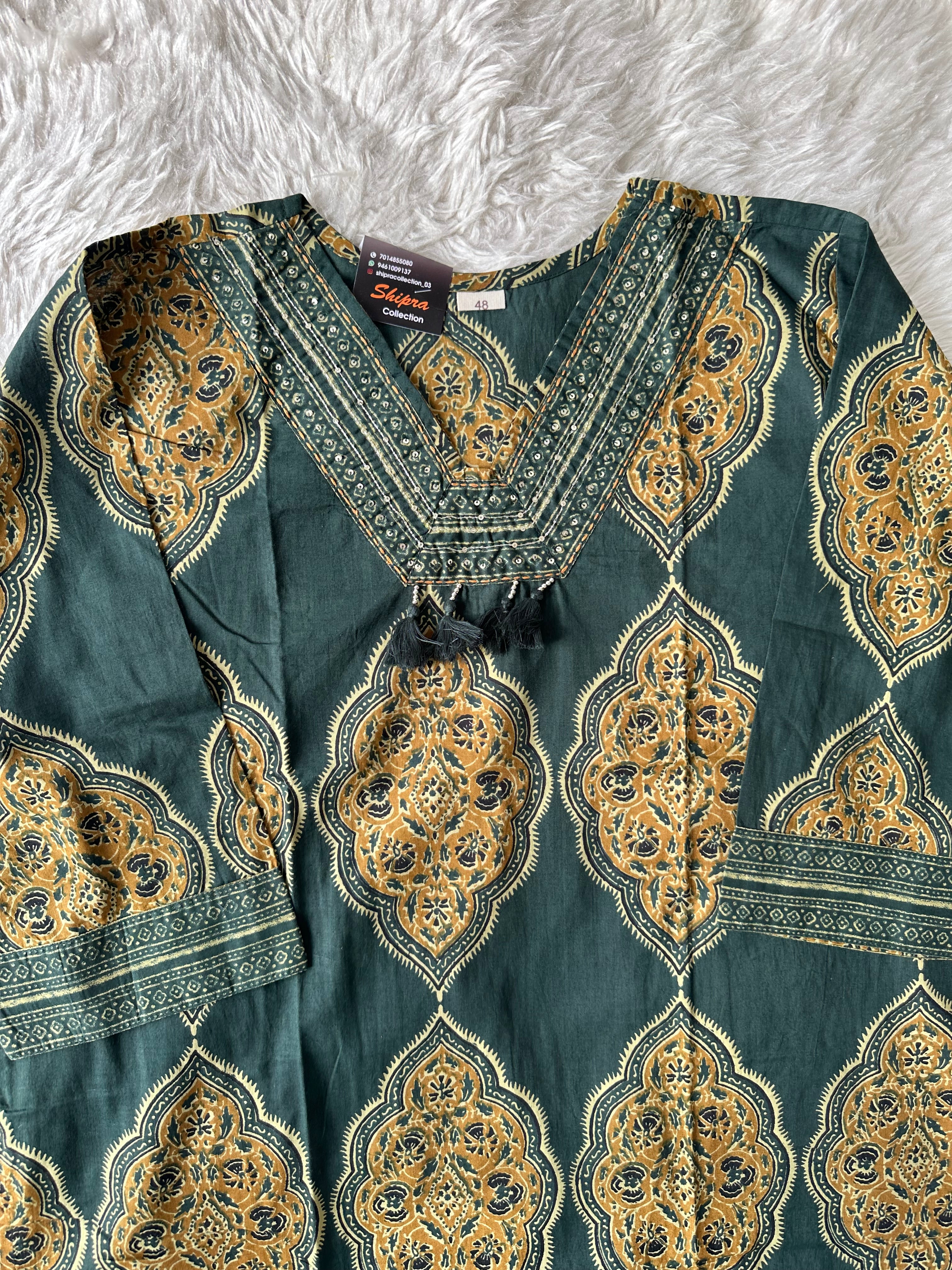 Breathable Cotton Kurti Pant Cotton Dupatta Set