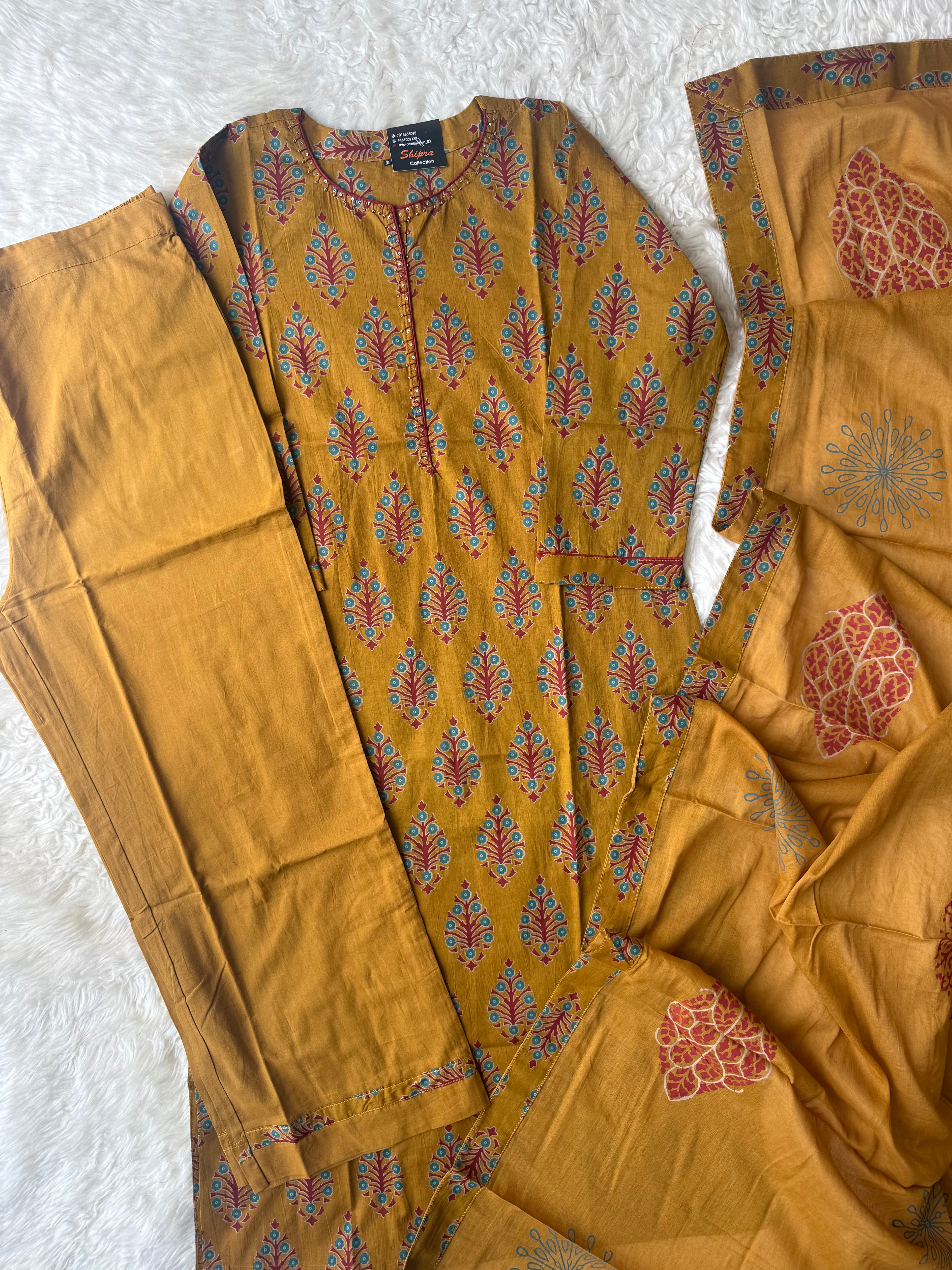 Premium Cotton Kurti Pant Dupatta Set