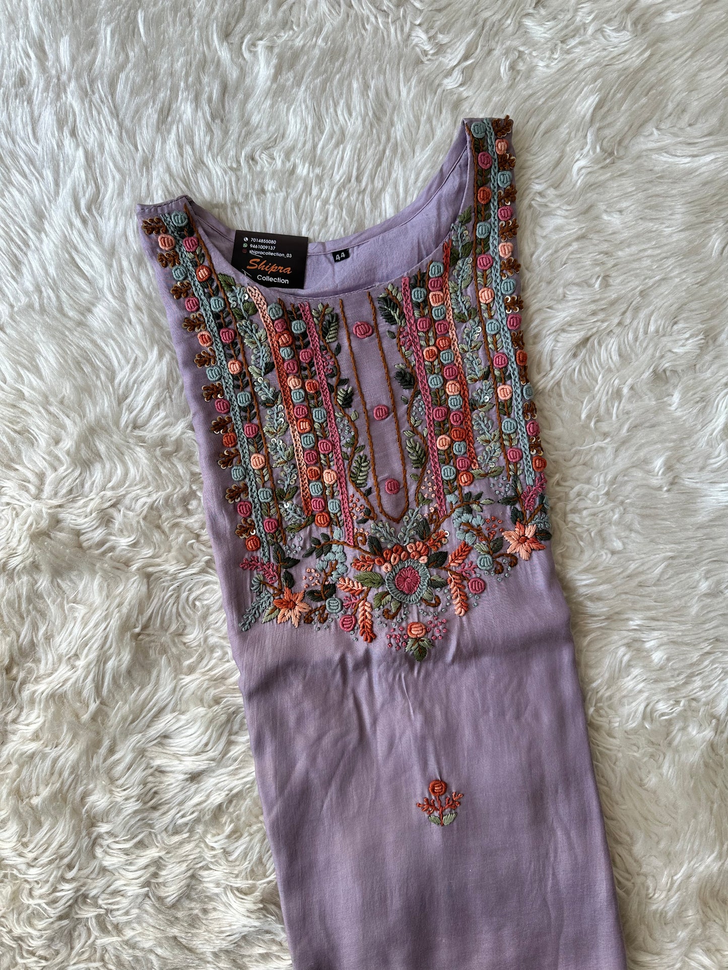 Pure Silk Embroidery Kurti Pant Dupatta Set