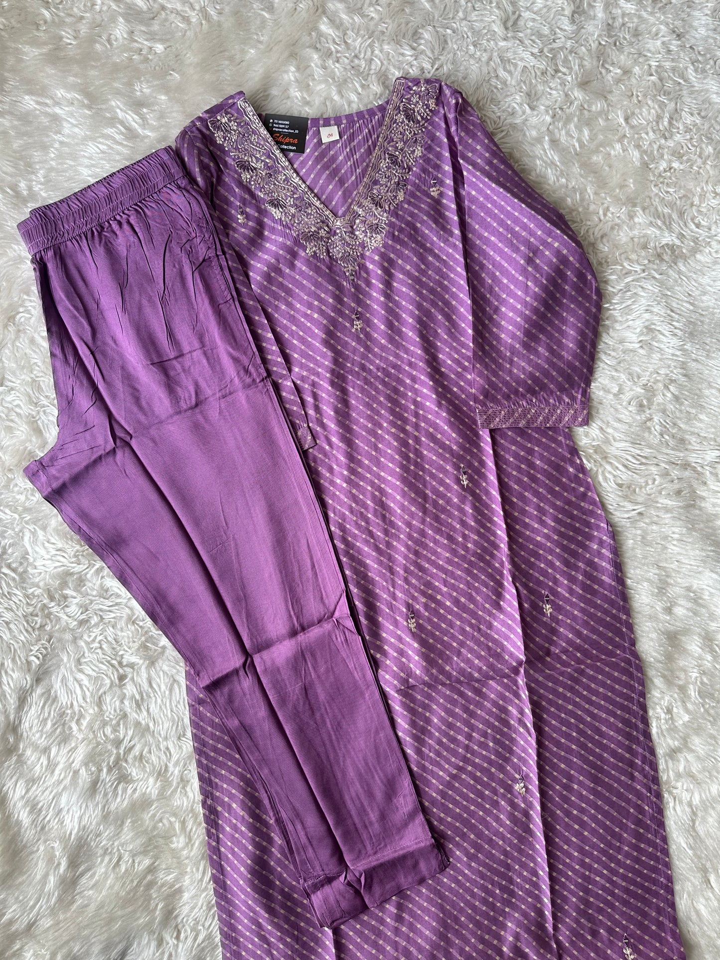 Pure Muslin Silk Kurti Pant Set