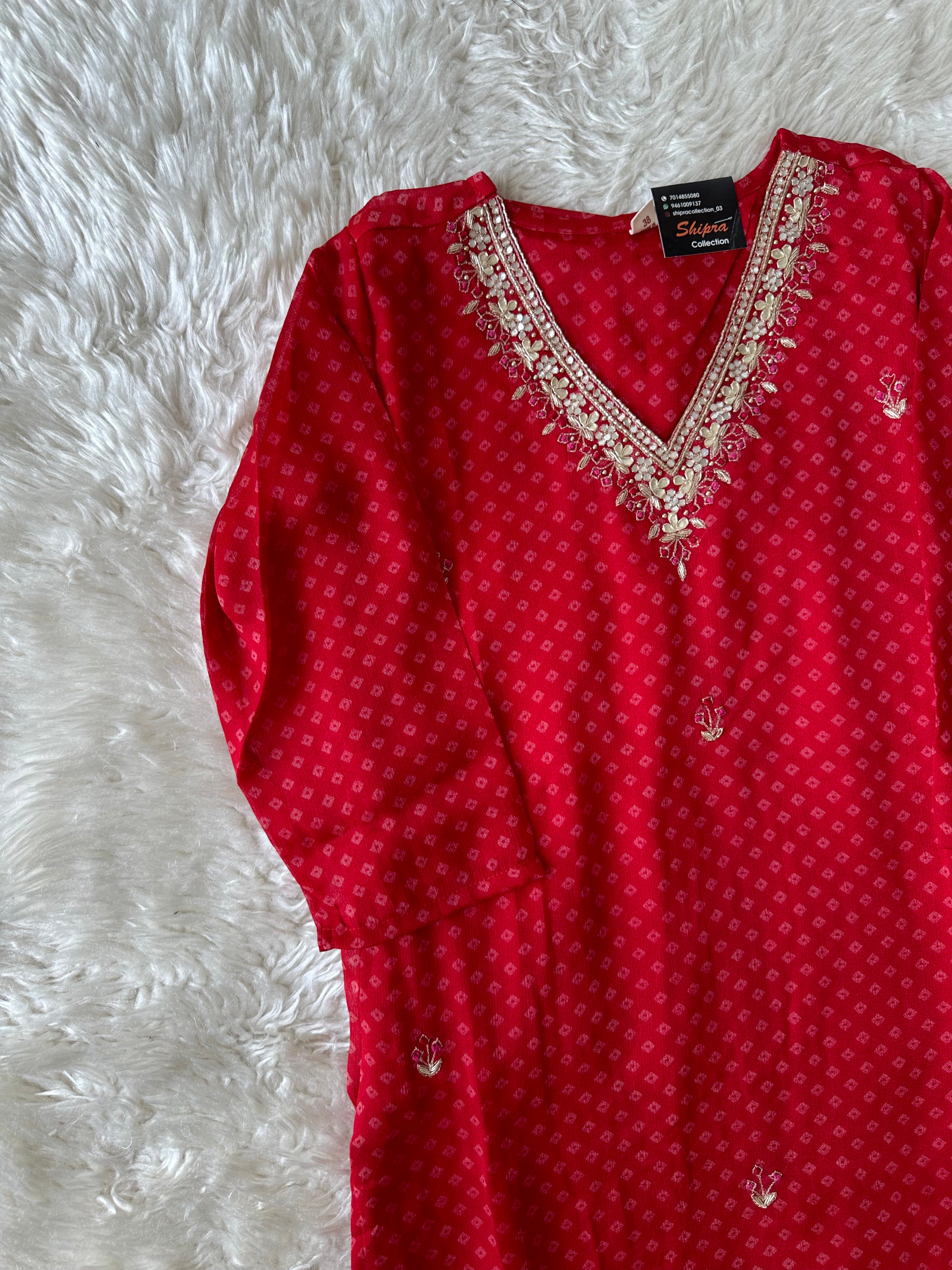 Pure Chinon Kurti Pant Set