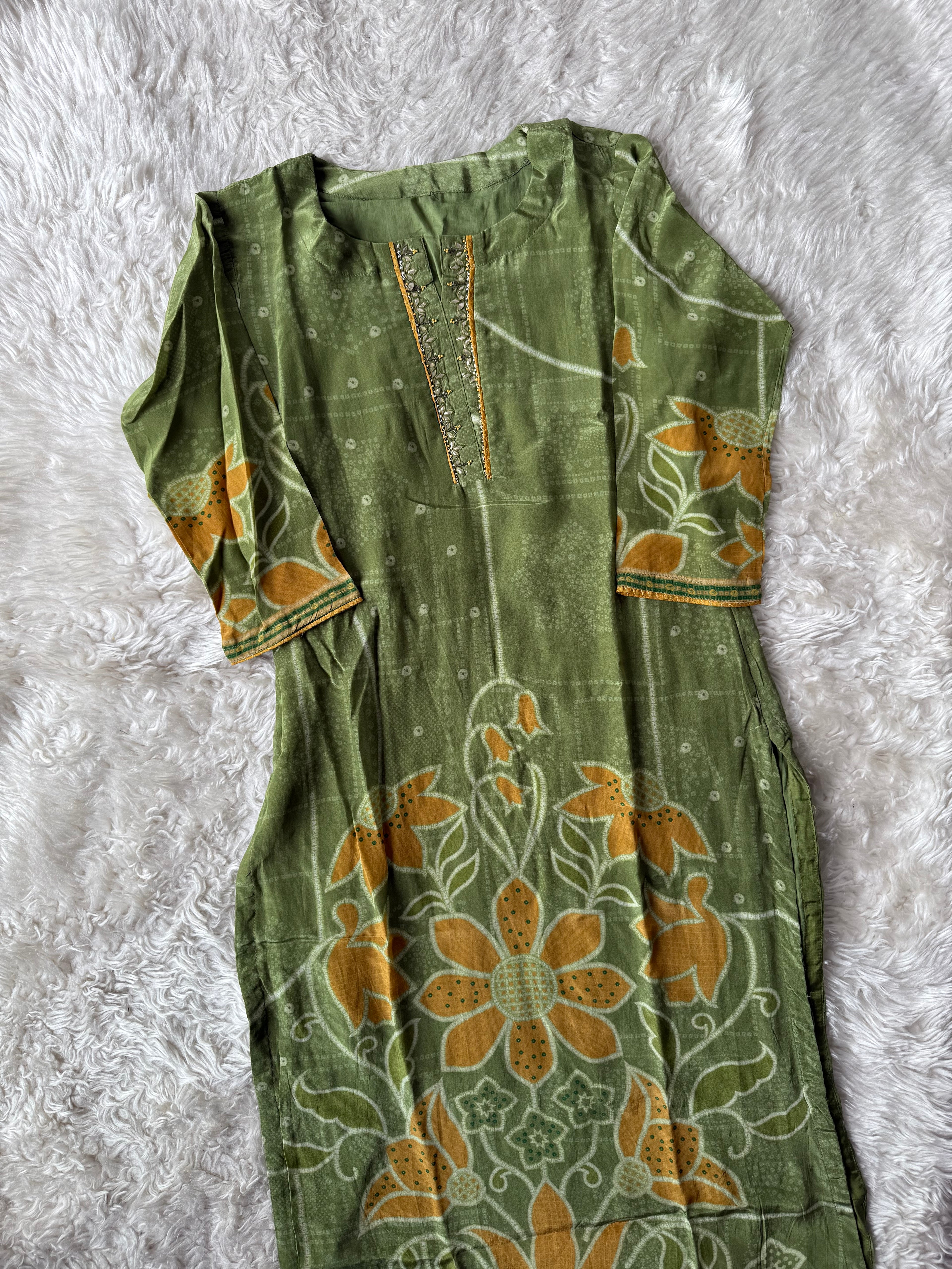 Crepe Silk Kurti Pant Set