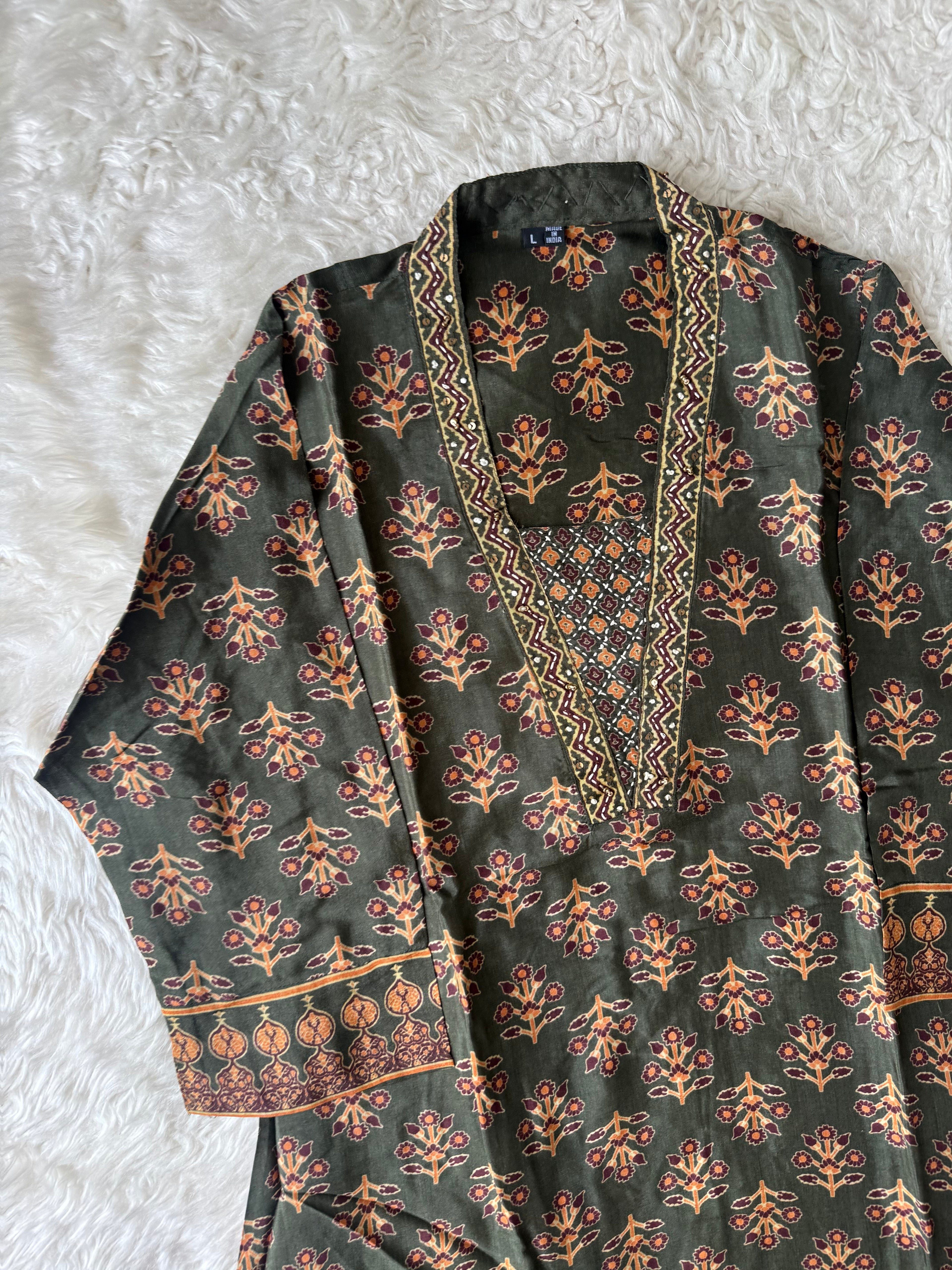 Crepe Silk Kurti Afghani Pant Dupatta Set