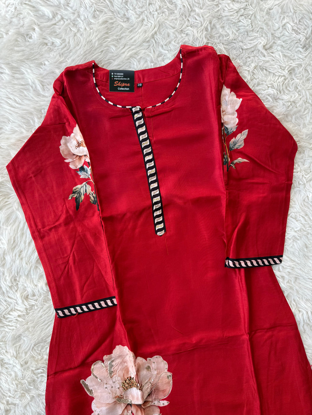 “ Plus Size” Russian Silk Kurti Pant Dupatta Set
