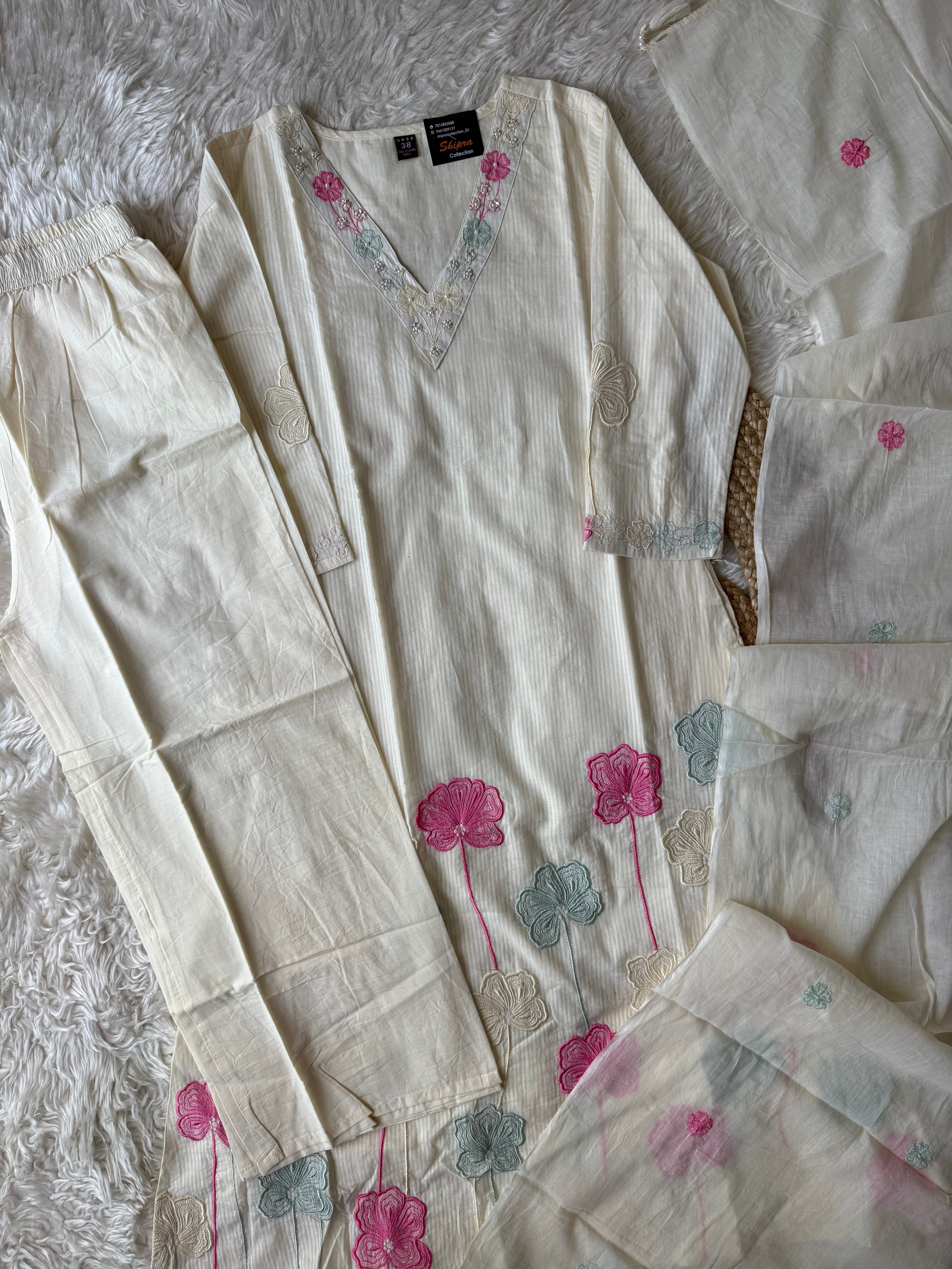 Mul Cotton Kurti Pant Dupatta Set