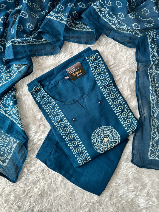Premium Cotton Kurti Pant Dupatta Set