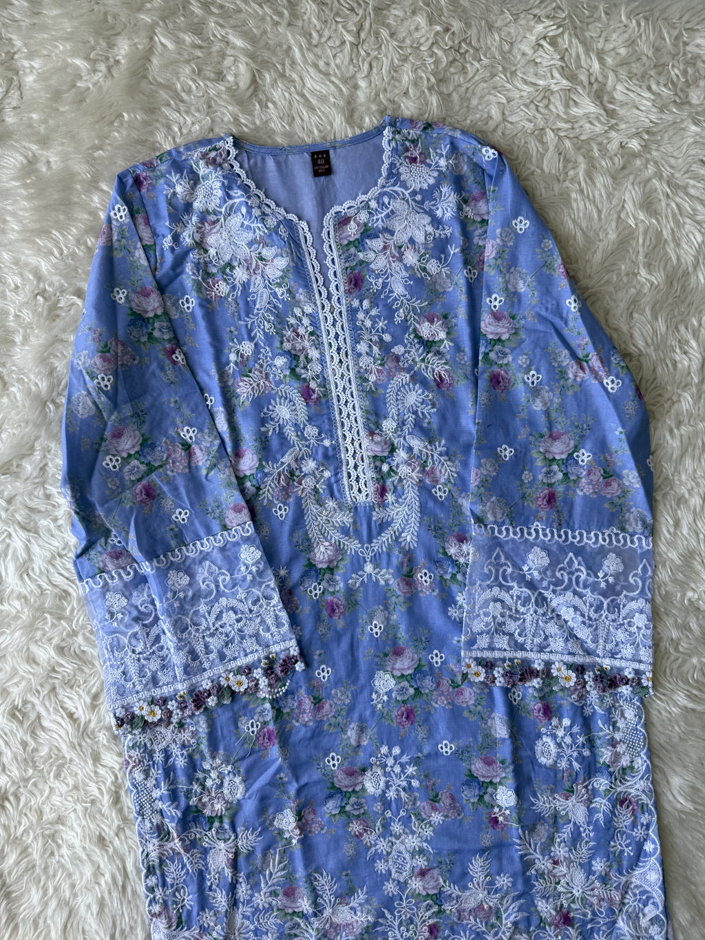 Mul Cotton Thread Work Farshi Salwar Set