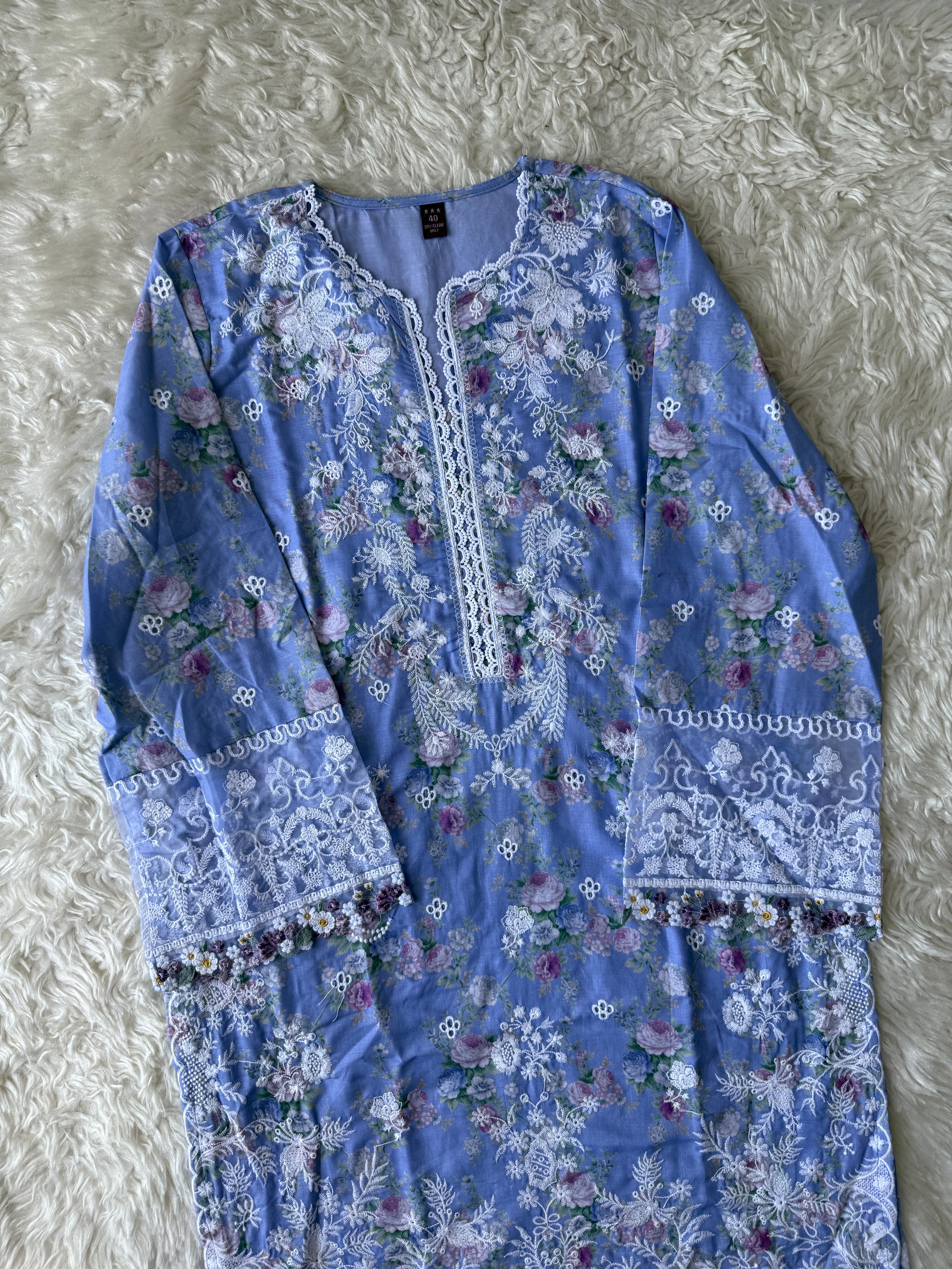Mul Cotton Thread Work Farshi Salwar Set