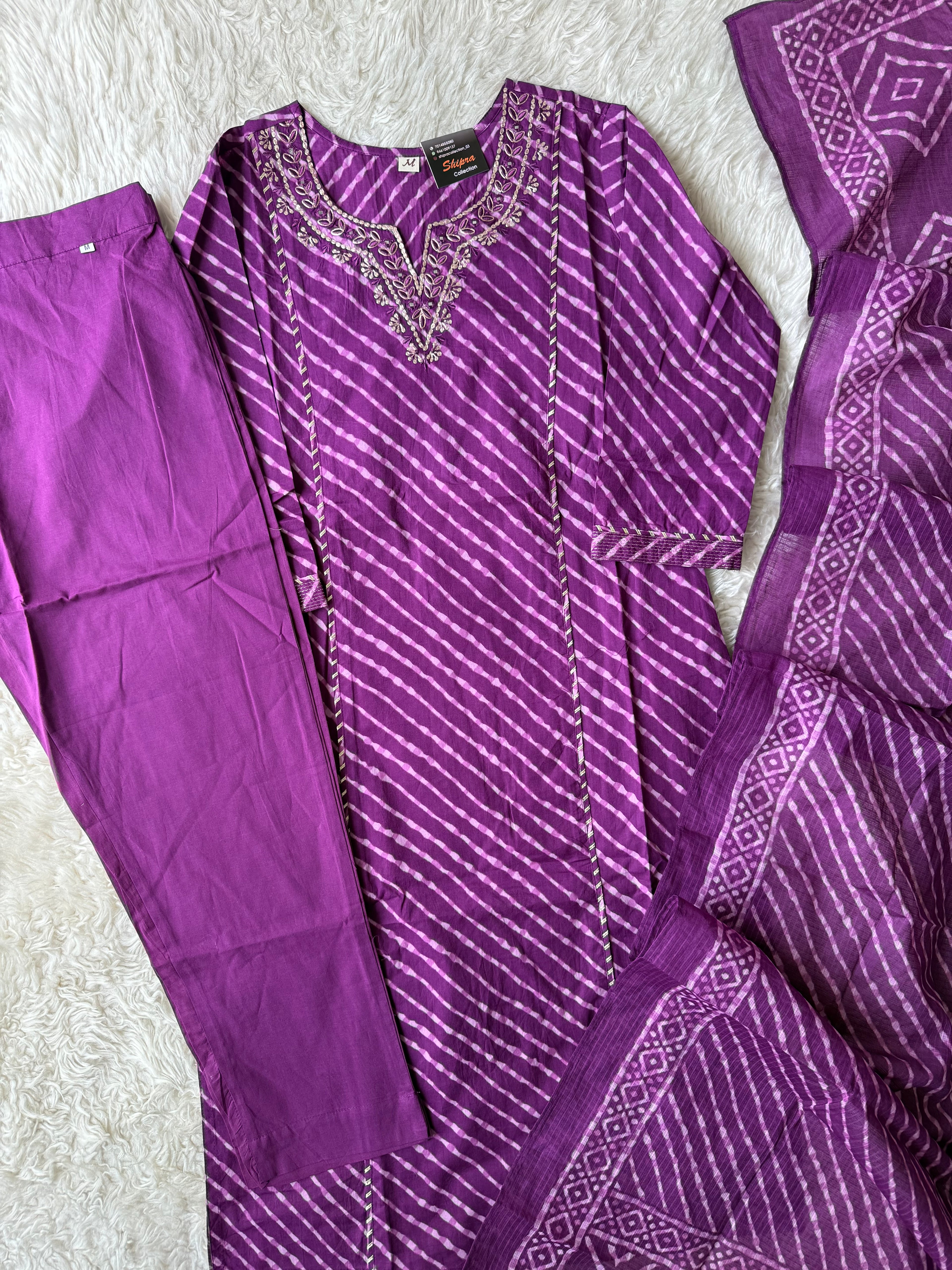 Premium Cotton Lehariya Set