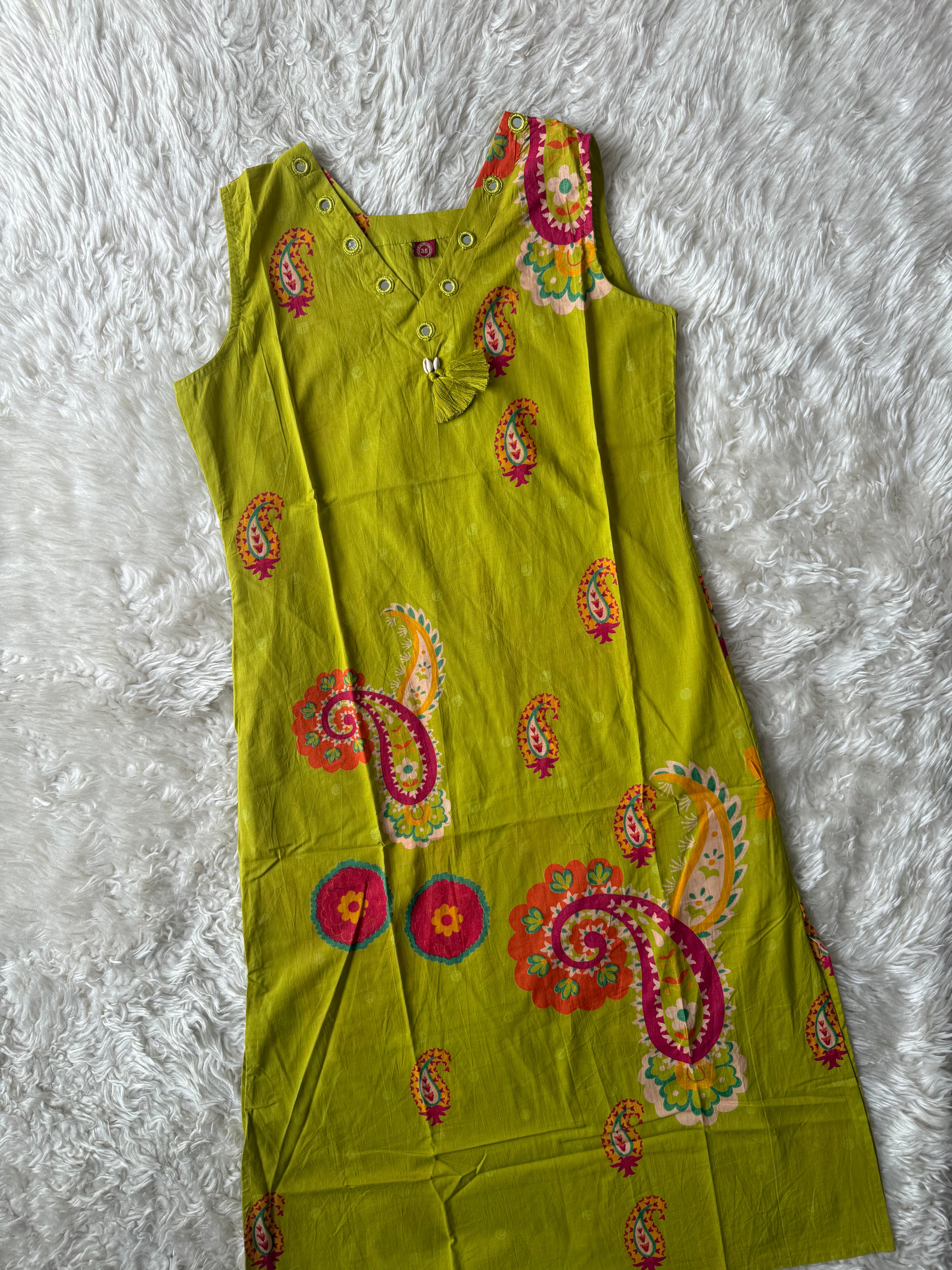 Cotton Sleeveless Kurti Pant Set