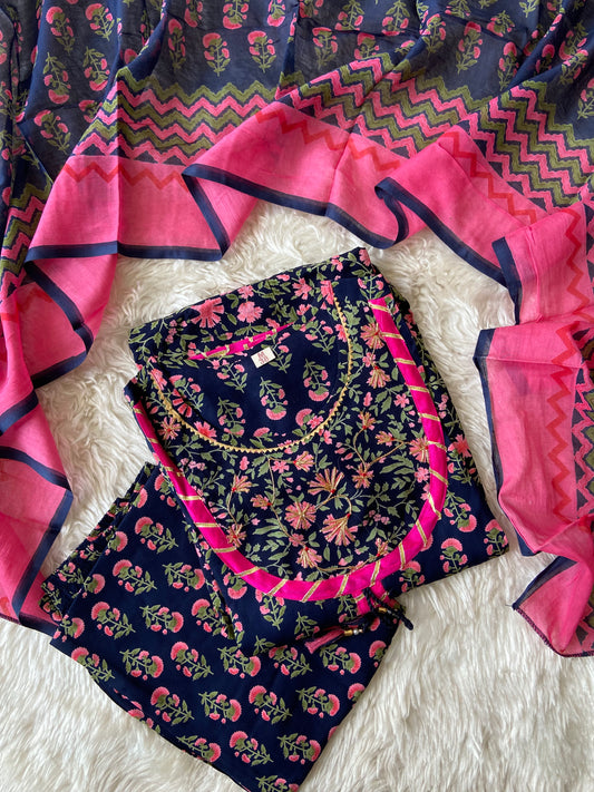 Rayon Kurti Pant Dupatta Set