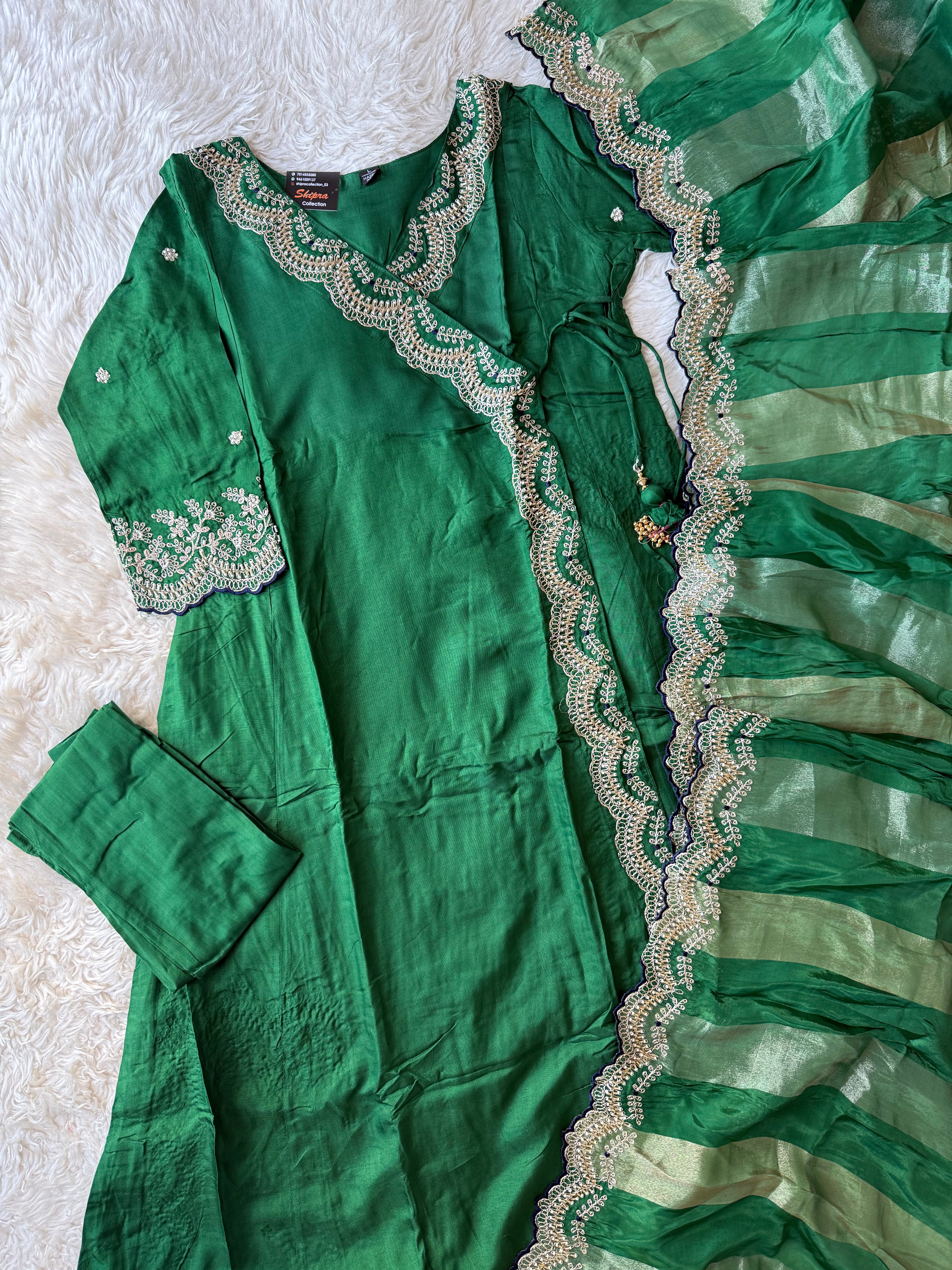 Russian Silk Kurti Pant Dupatta Set