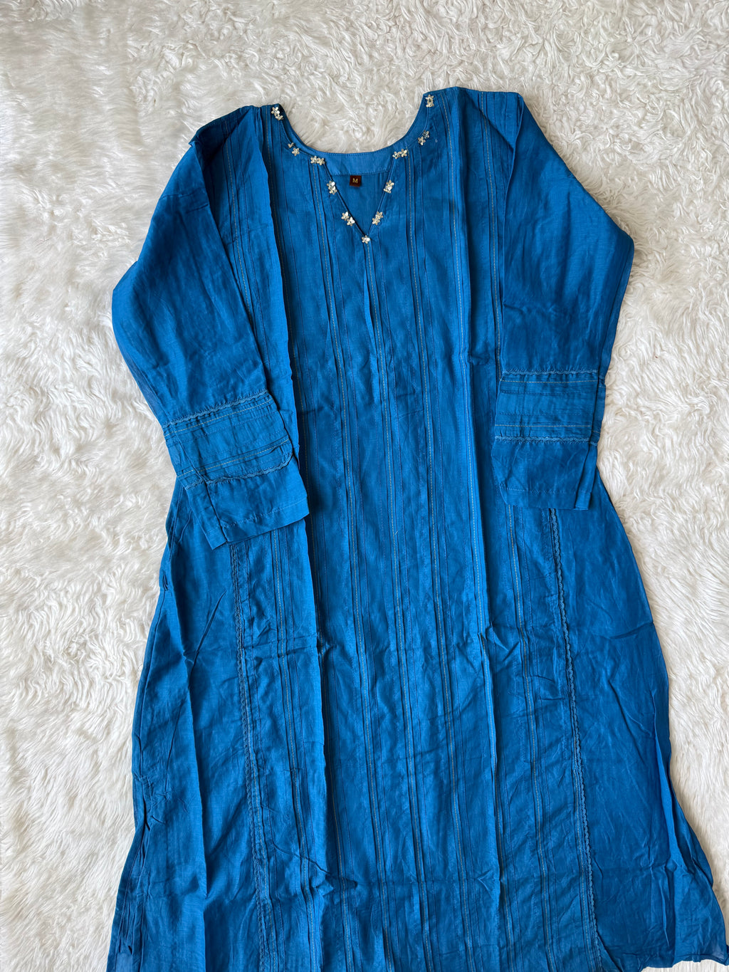 Mul Chanderi Kurti Pant Dupatta Set