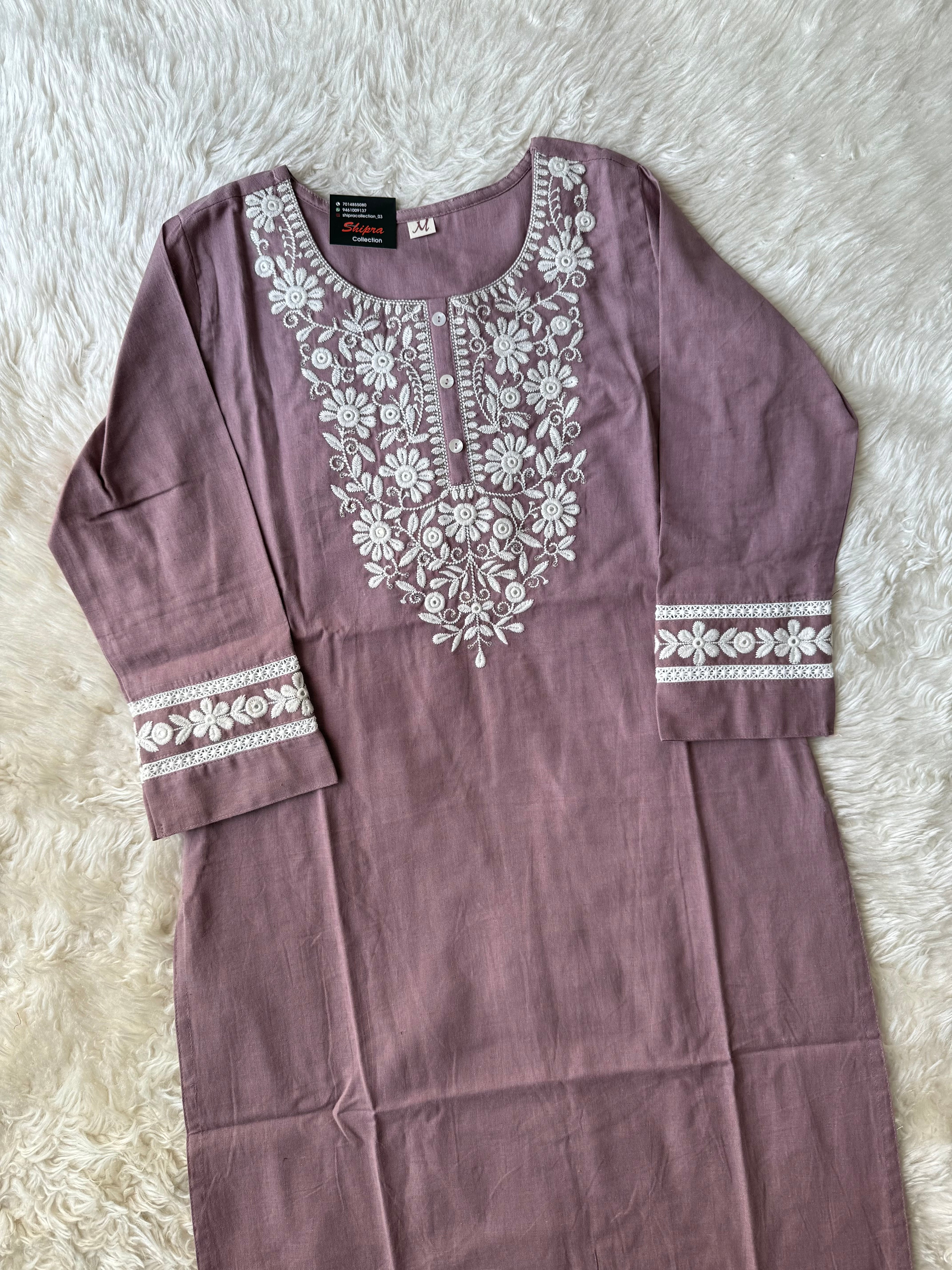 Khadi Cotton Kurti Pant Dupatta Set