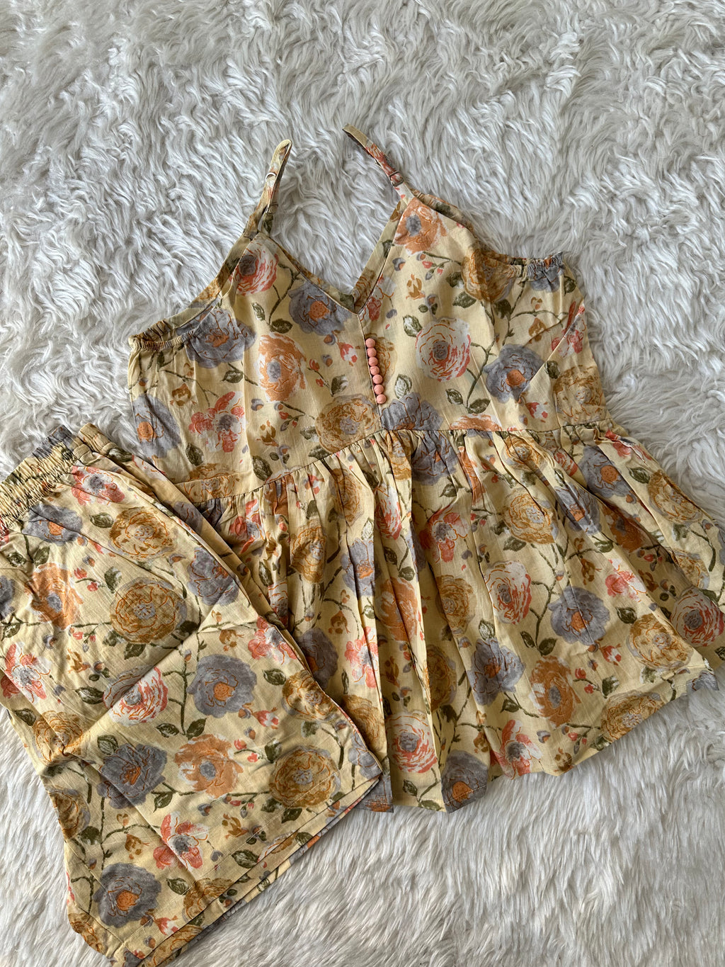 Pure Cotton Strap Sleeves Shorts Co-ord Set