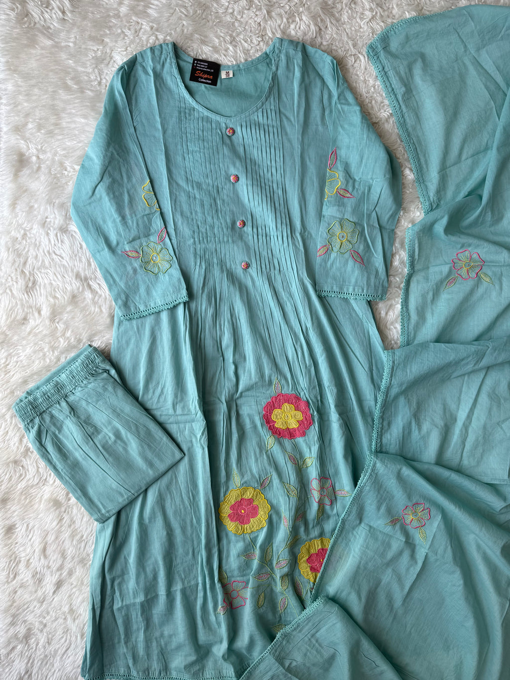 Mul Cotton Kurti Pant Dupatta Set