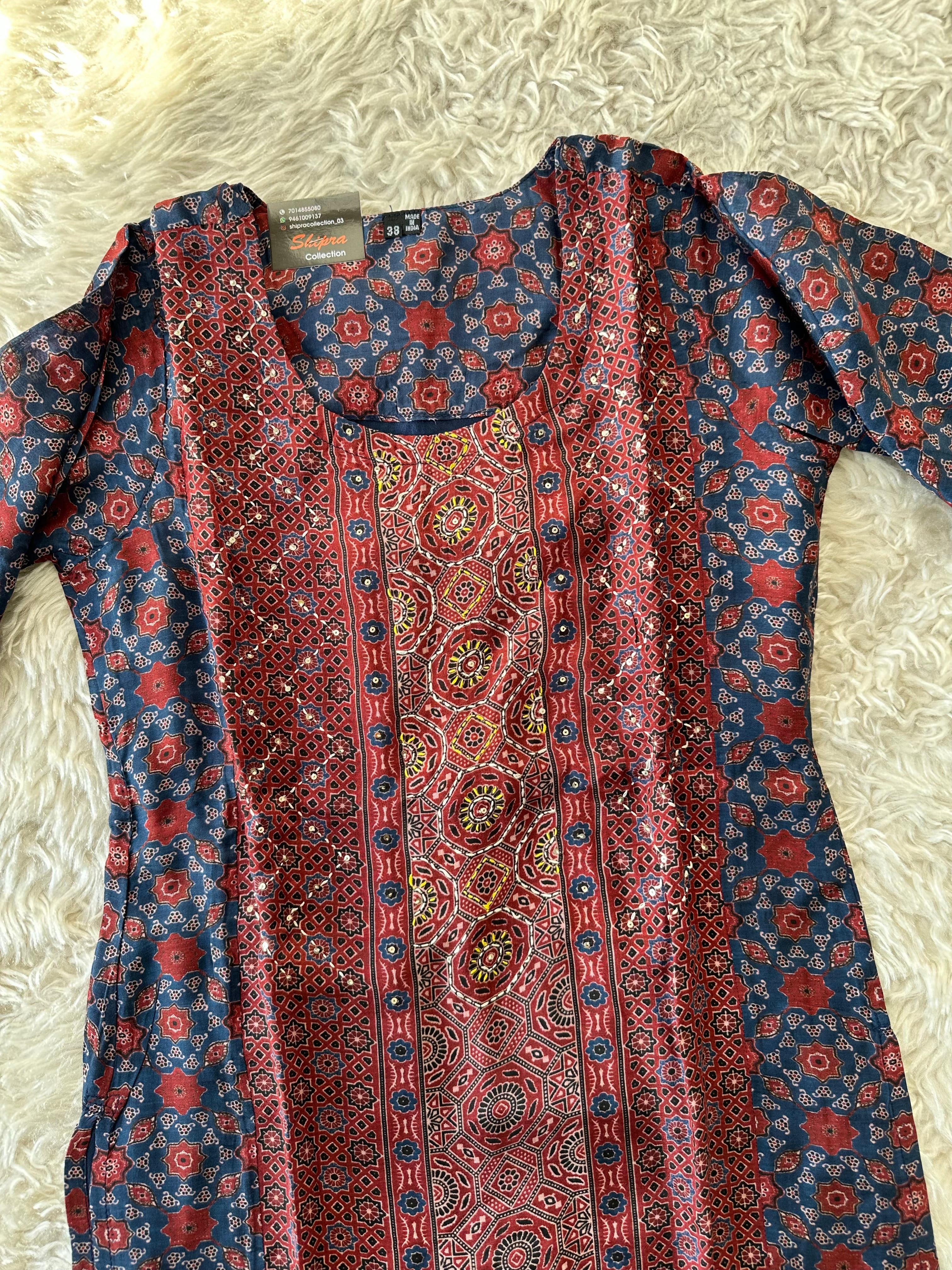 Crepe Silk Kurti Pant Dupatta Set