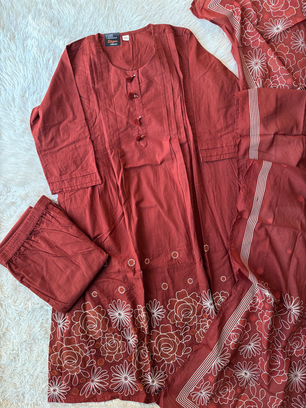 Premium Cotton FLARE Kurti Pant Dupatta Set