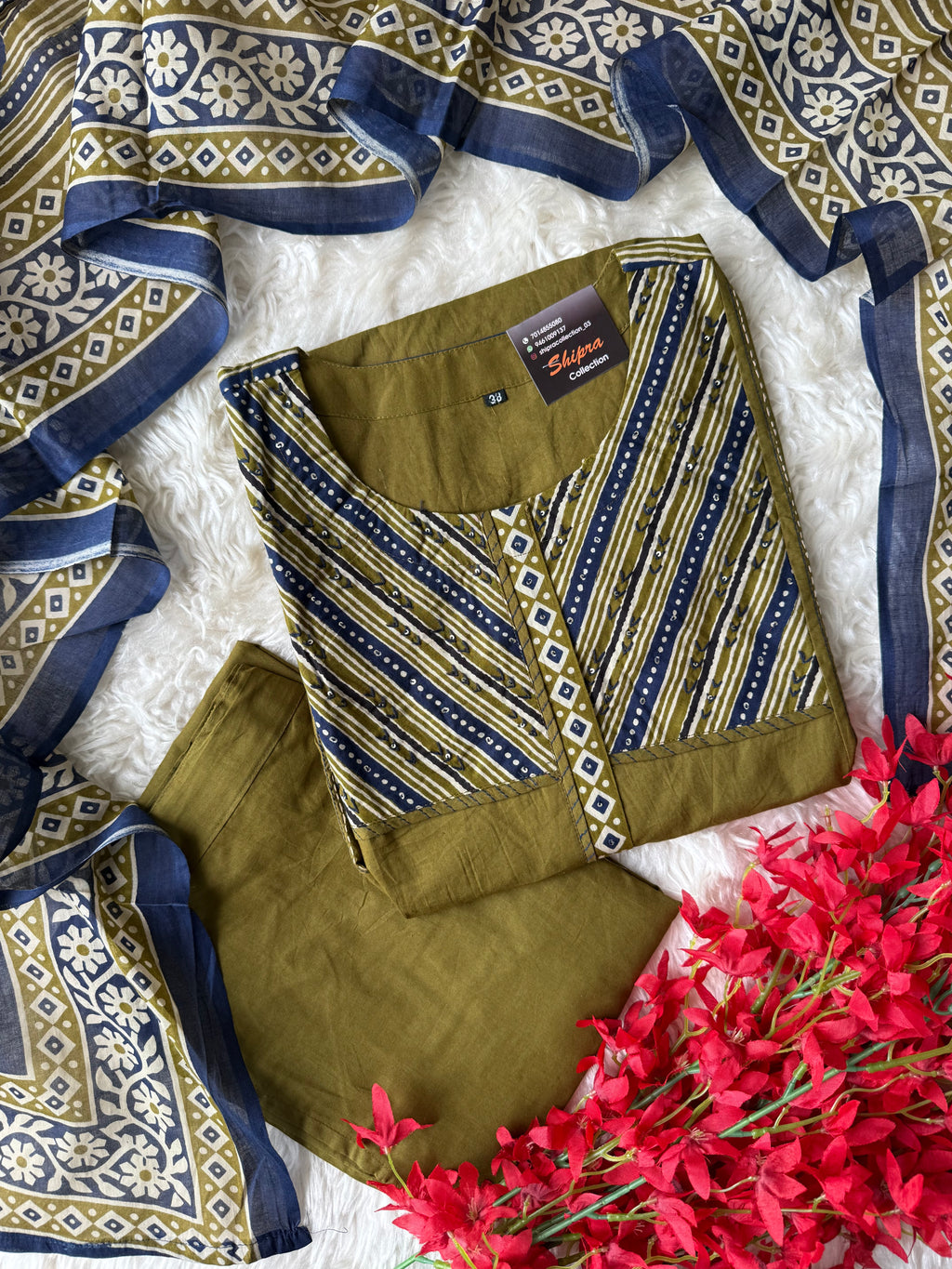 Premium Cotton Kurti Pant Dupatta Set