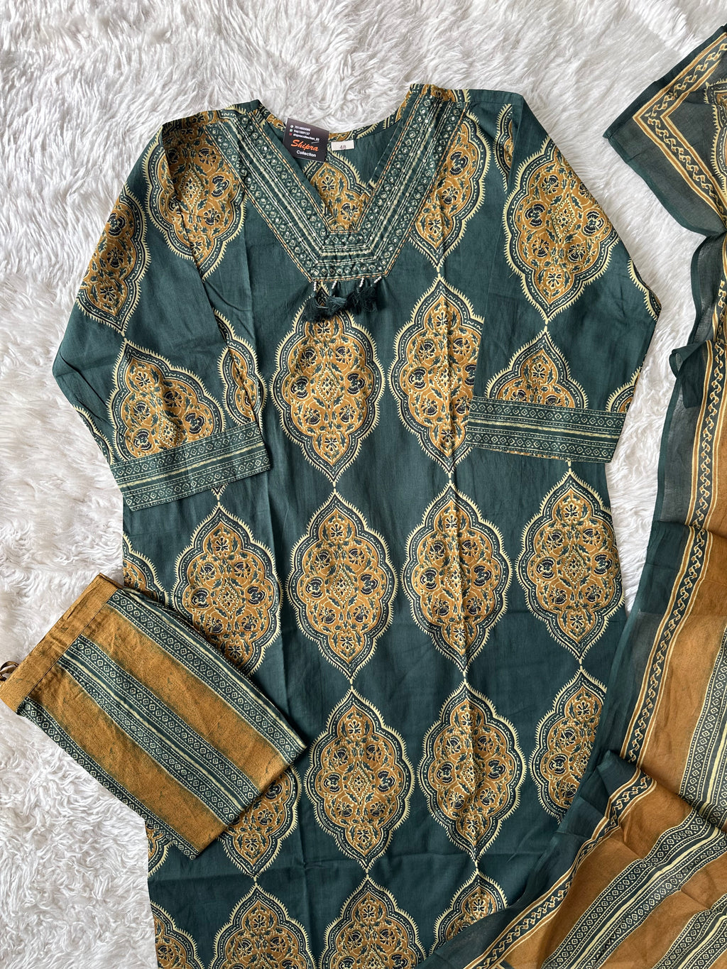 Breathable Cotton Kurti Pant Cotton Dupatta Set