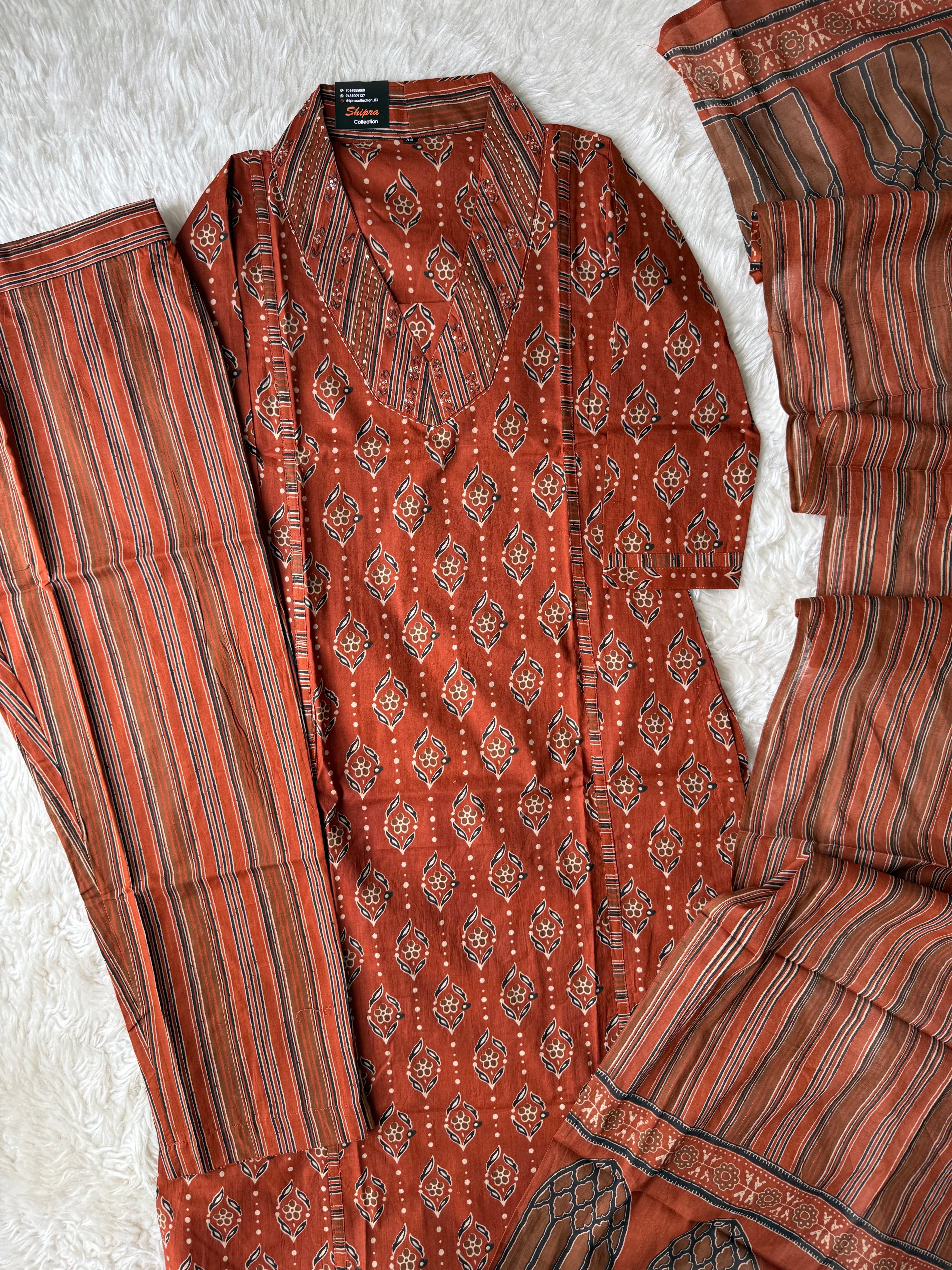 Premium Cotton Kurti Pant Dupatta Set