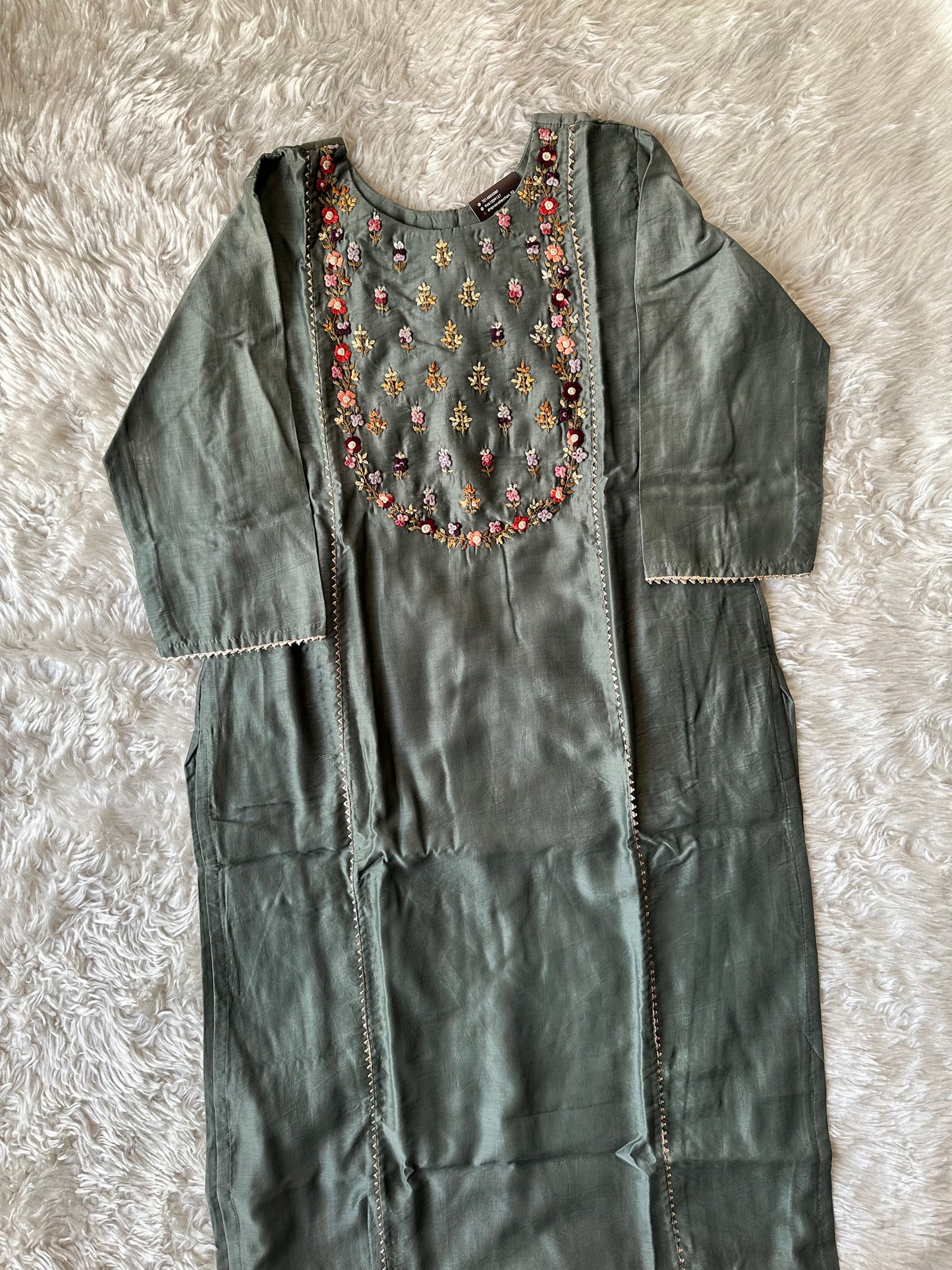 Chanderi Silk Kurti Pant Dupatta Set