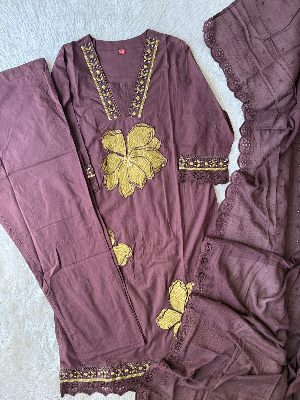 Pure Cotton Kurti Pant Dupatta Set