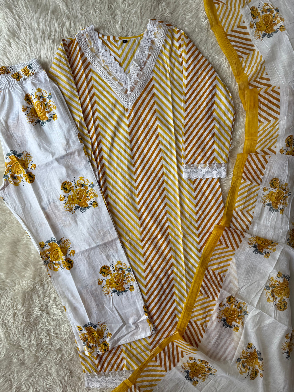 Budget Friendly Kurti Pant Dupatta Set