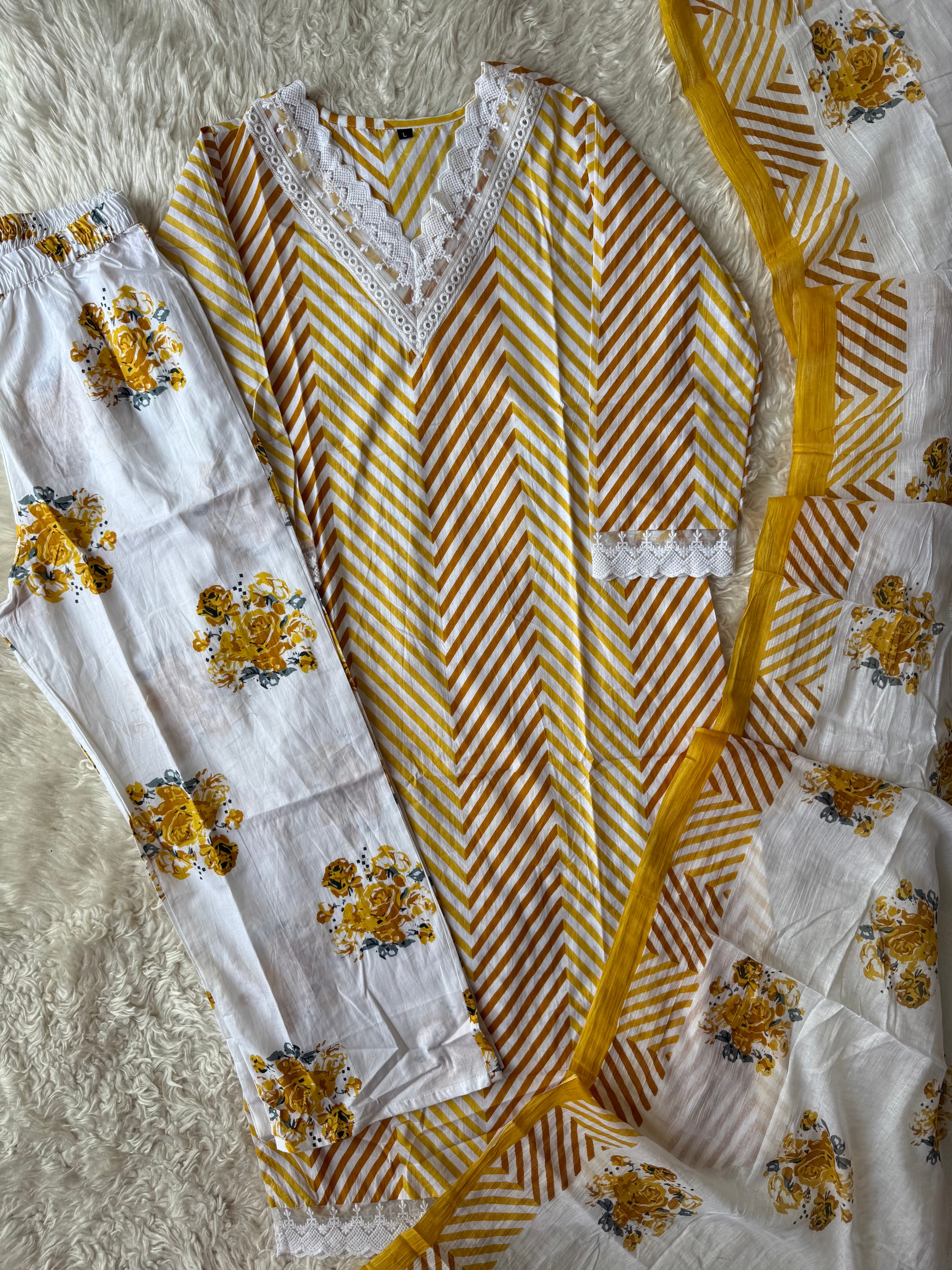 Budget Friendly Kurti Pant Dupatta Set