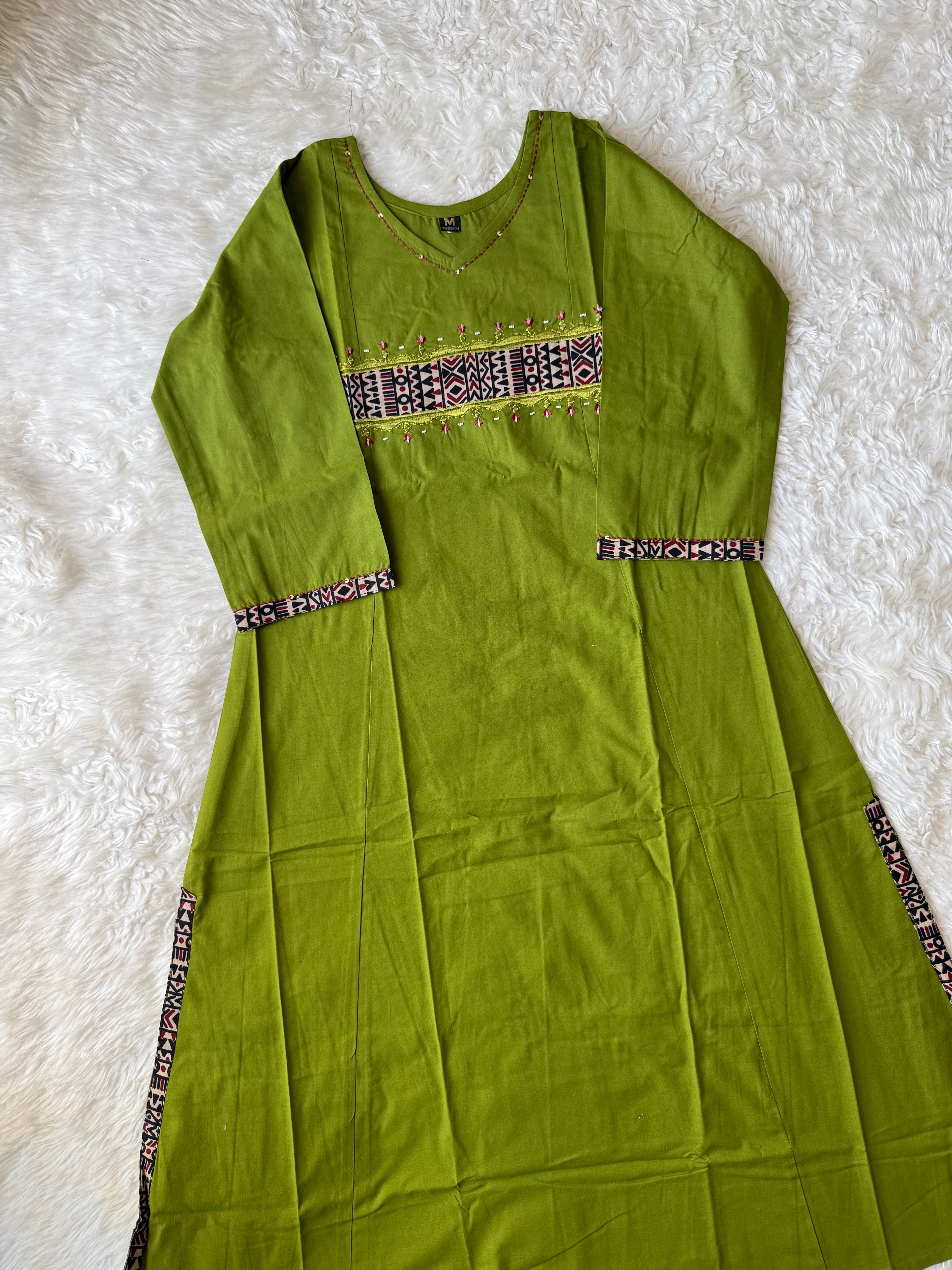 Pure Cotton Aline Kurti Plazo Dupatta Set