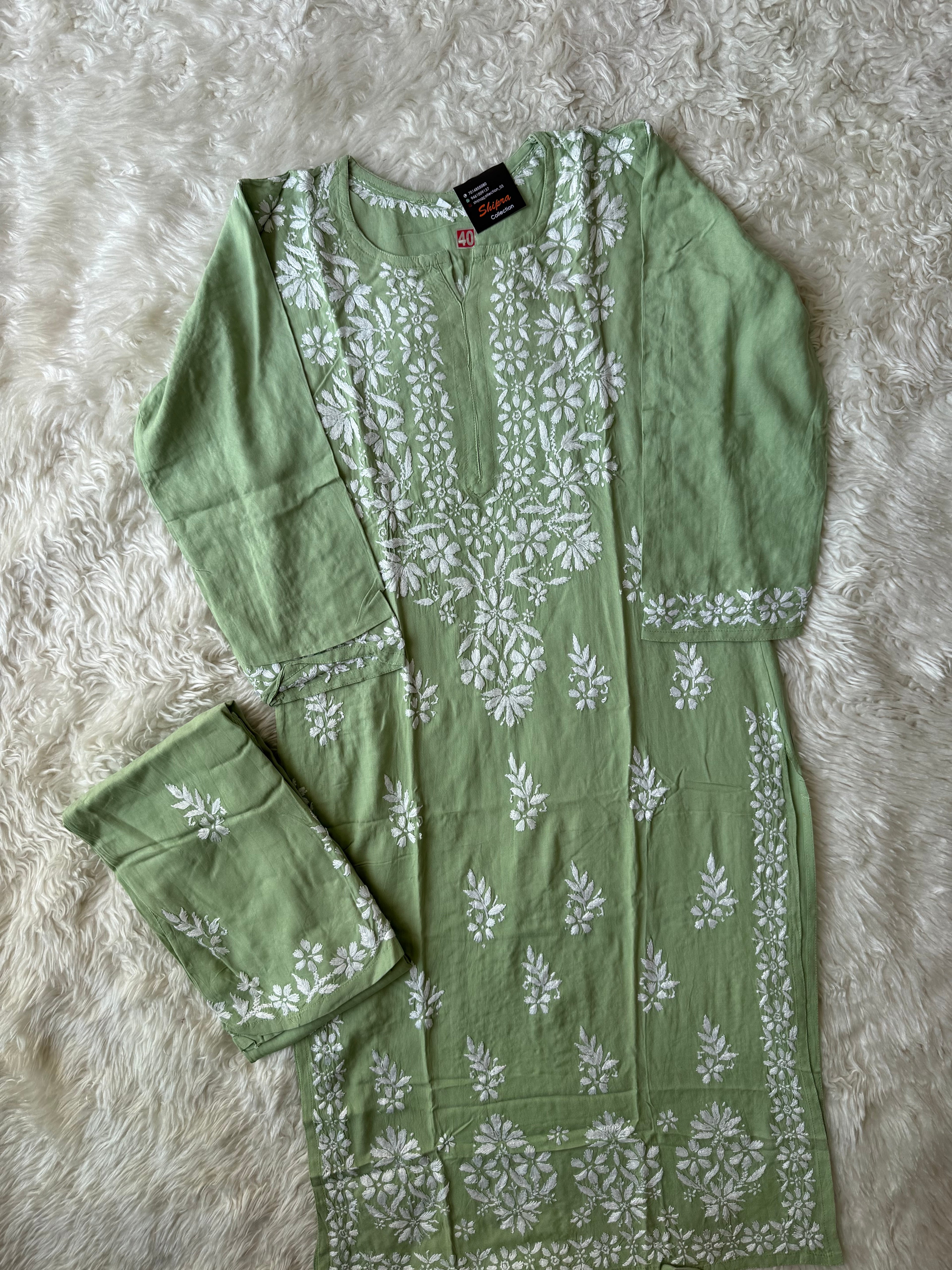 Heavy Rayon Chikankari Kurti Plazo Set