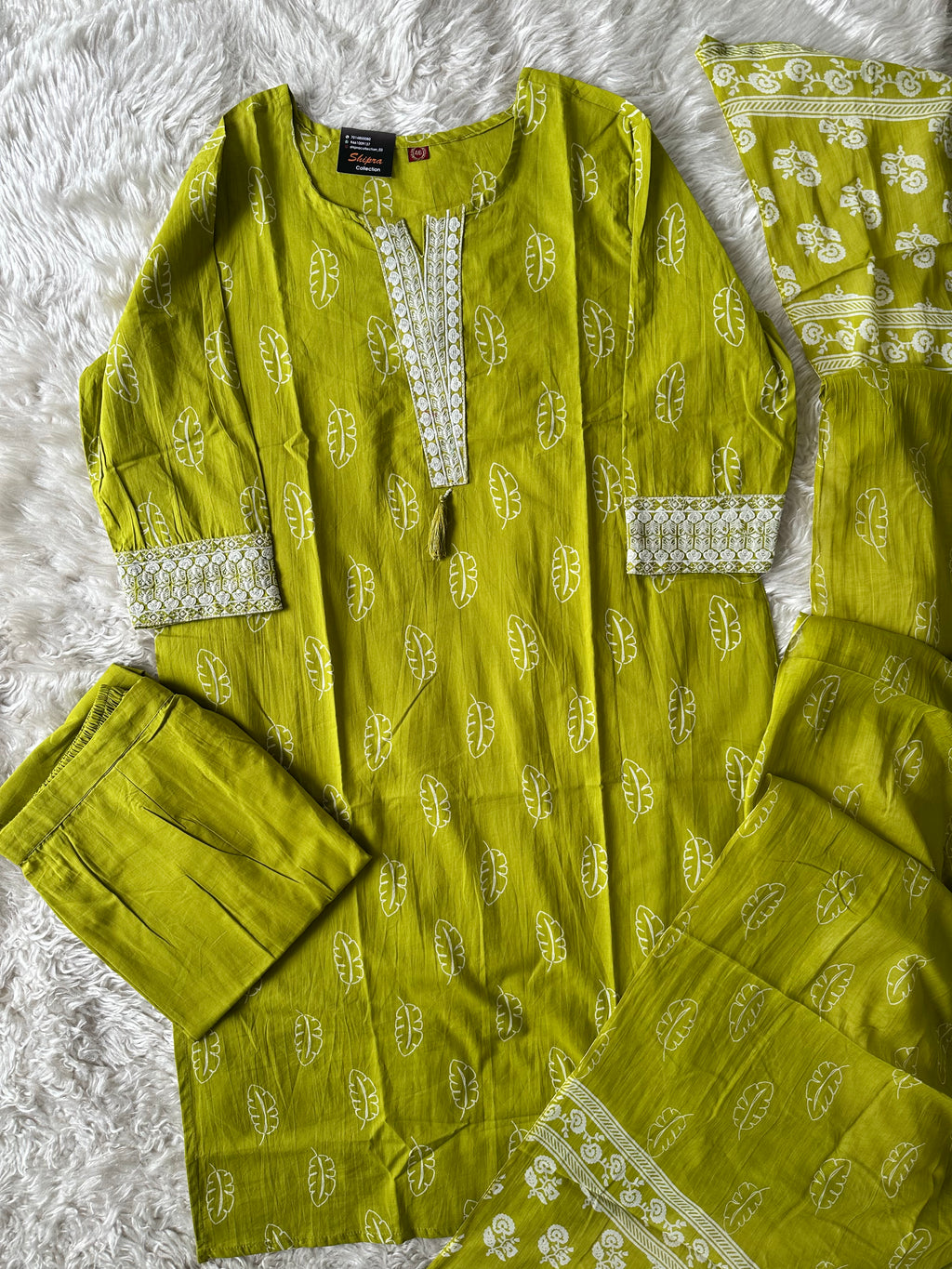 Pure Cotton Kurti Pant Dupatta Set