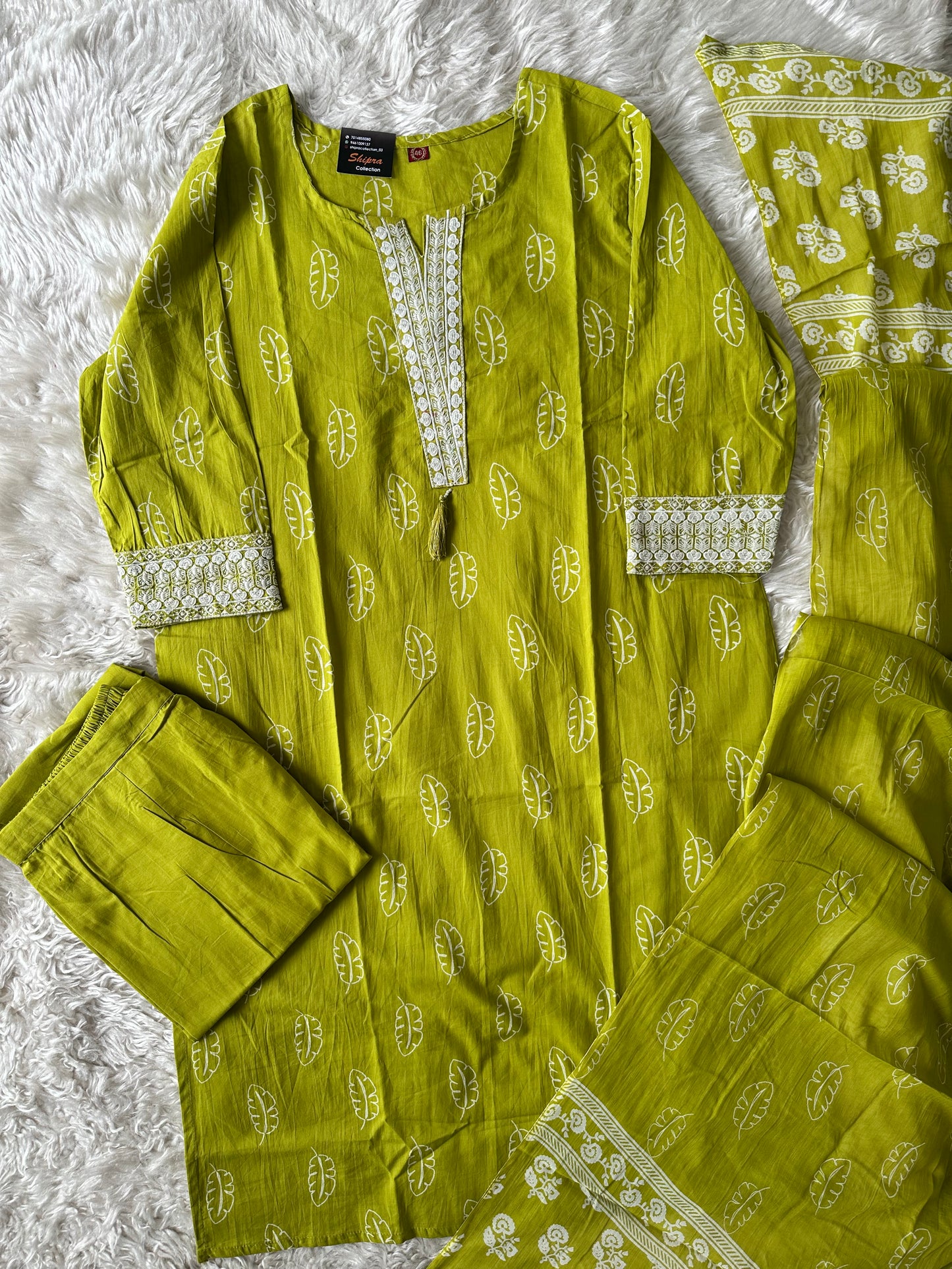 Pure Cotton Kurti Pant Dupatta Set