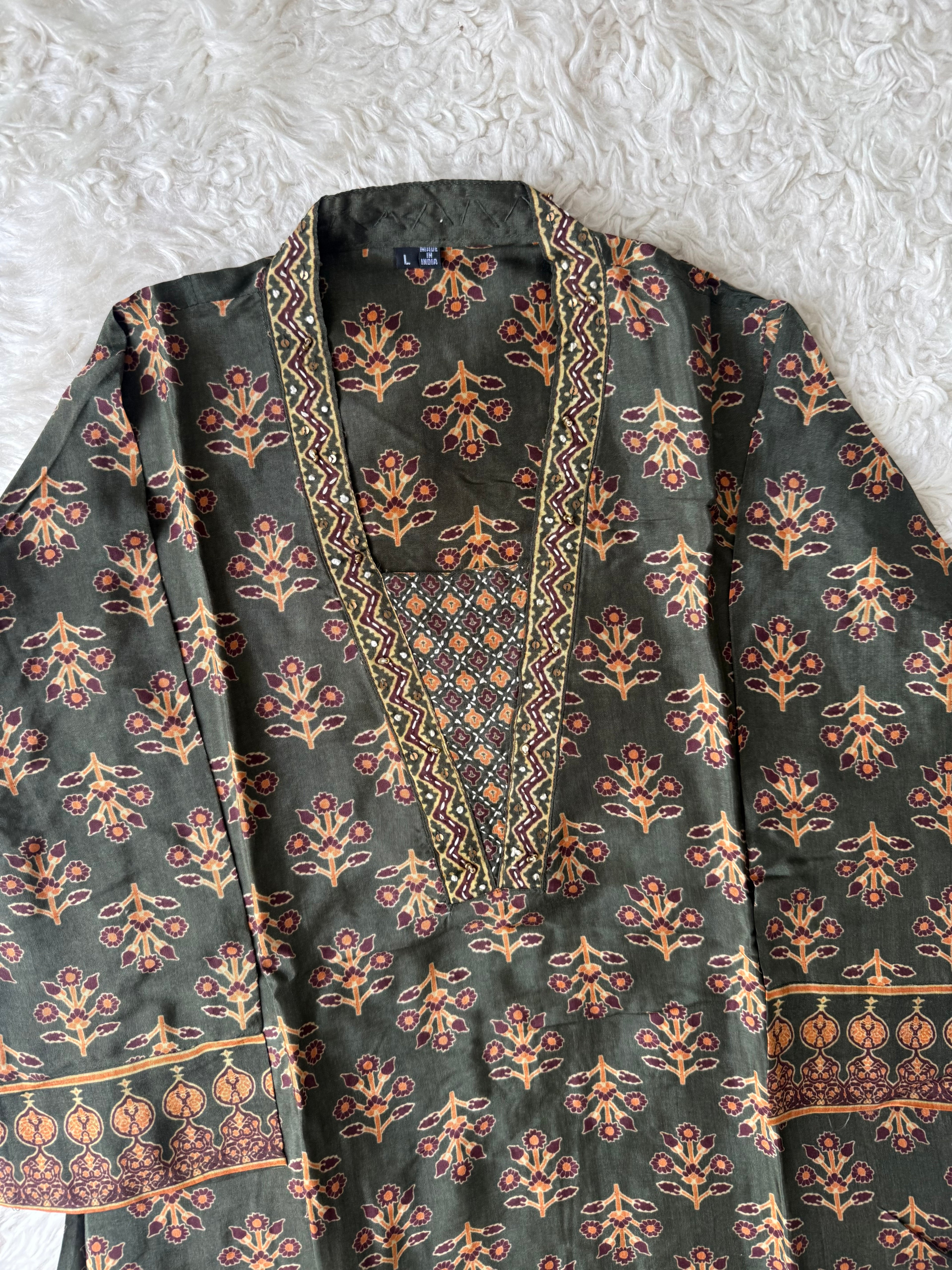 Crepe Silk Kurti Afghani Pant Dupatta Set