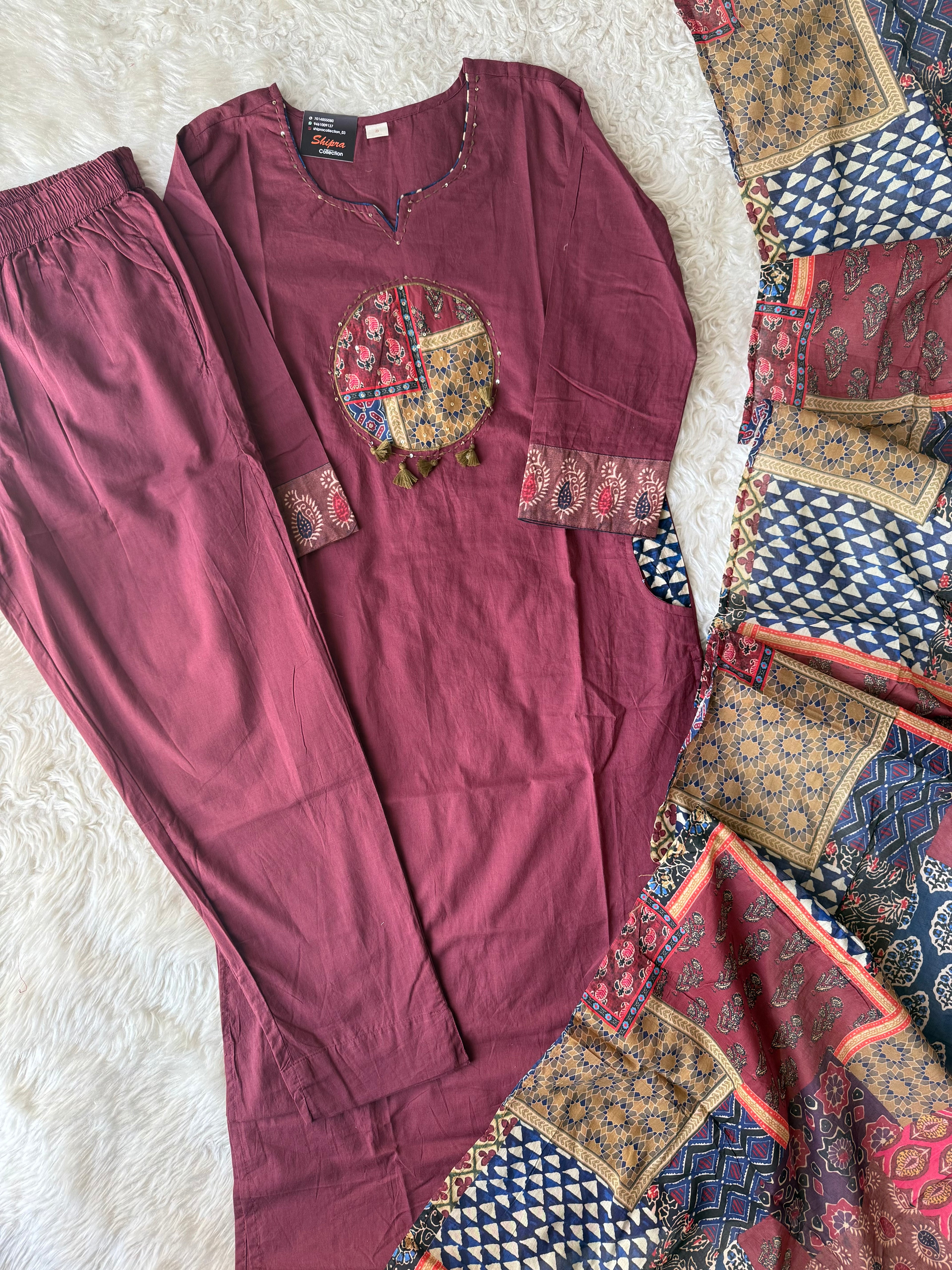 Premium Cotton Kurti Pant Dupatta Set