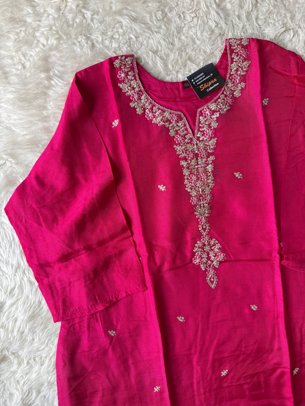 “Plus Size” Russian Silk Kurti Plazo Dupatta Set