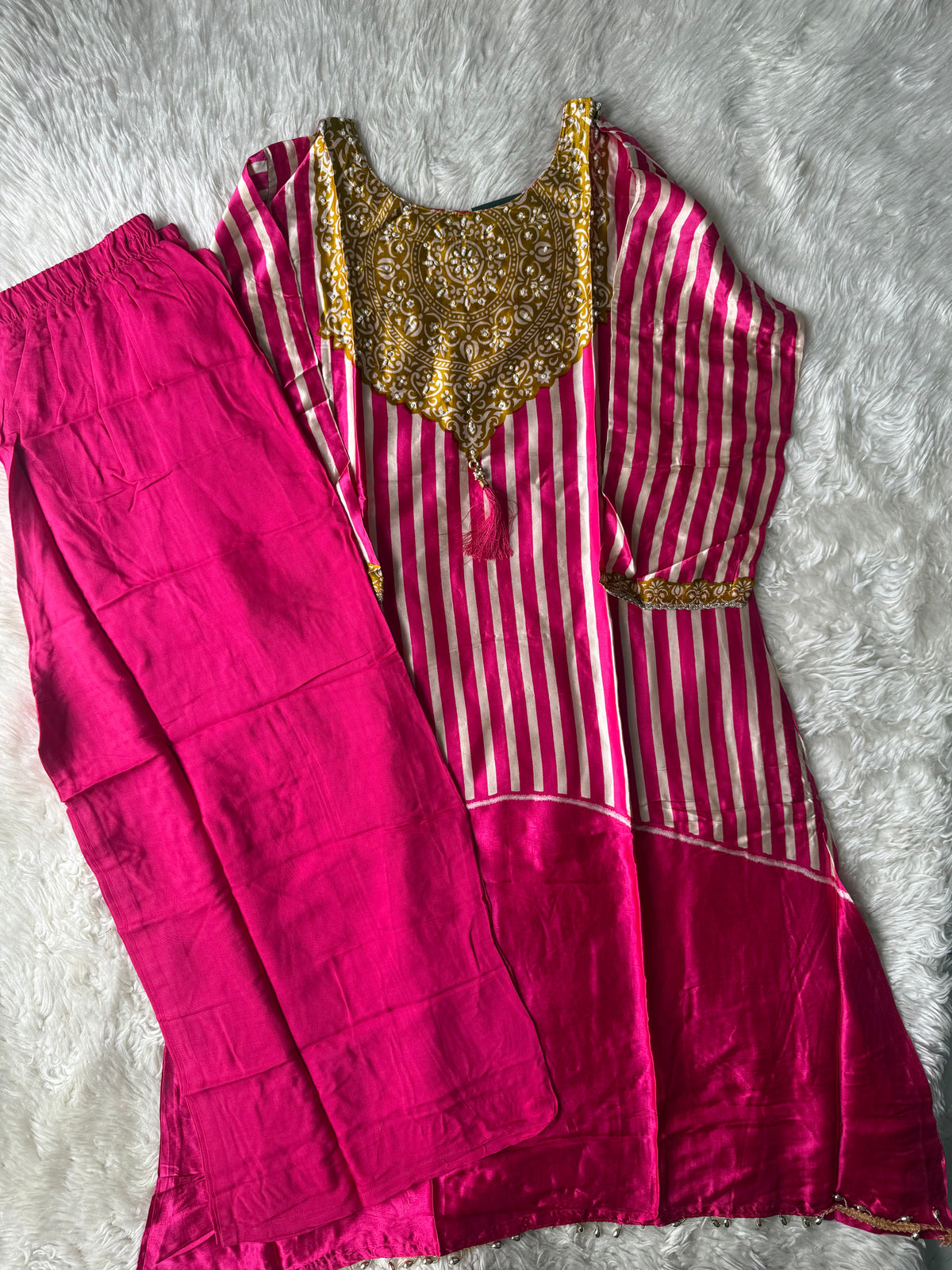 Gazi Silk Kurti Plazo Set