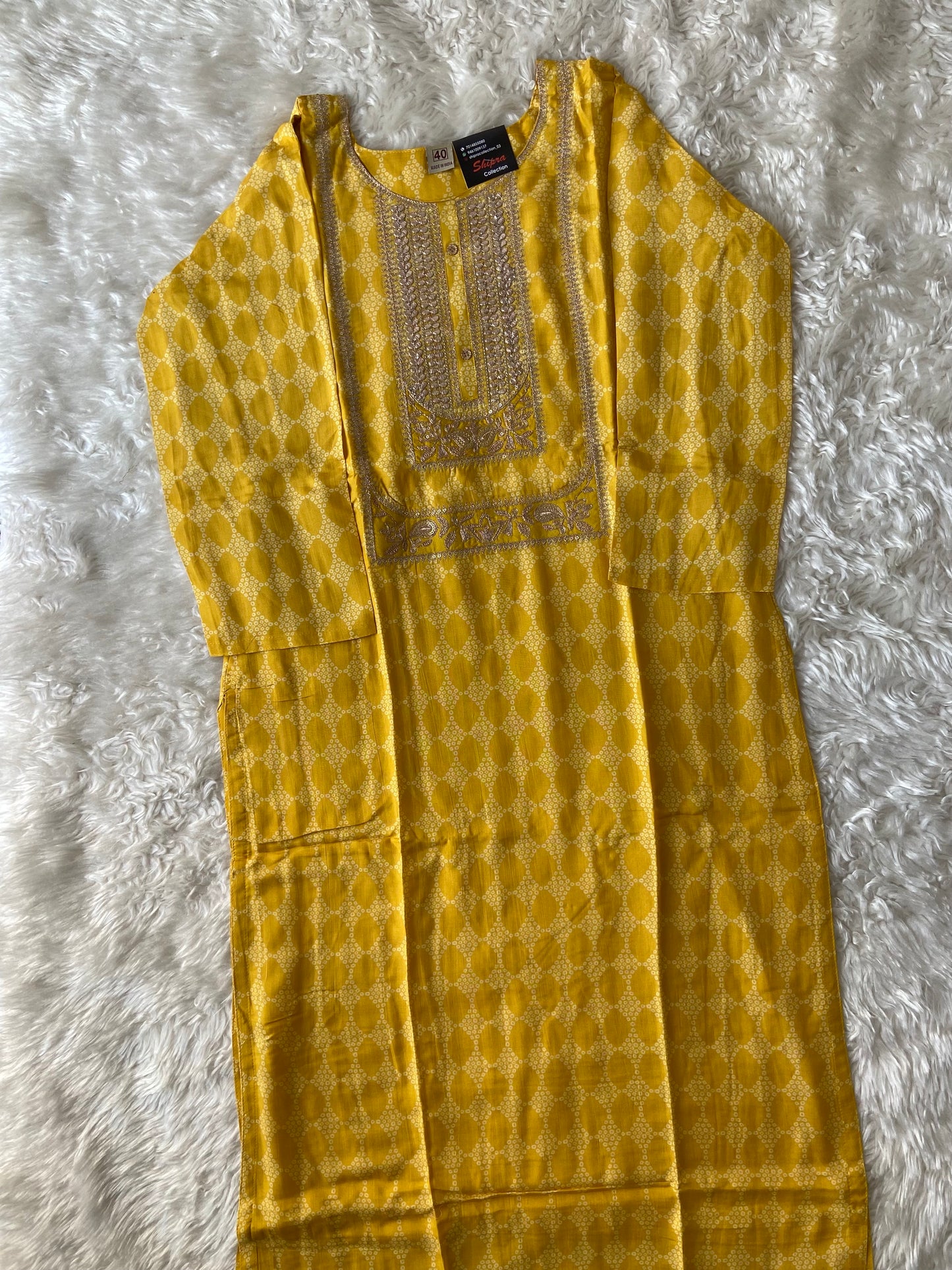 Russian Silk Kurti Pant Dupatta Set