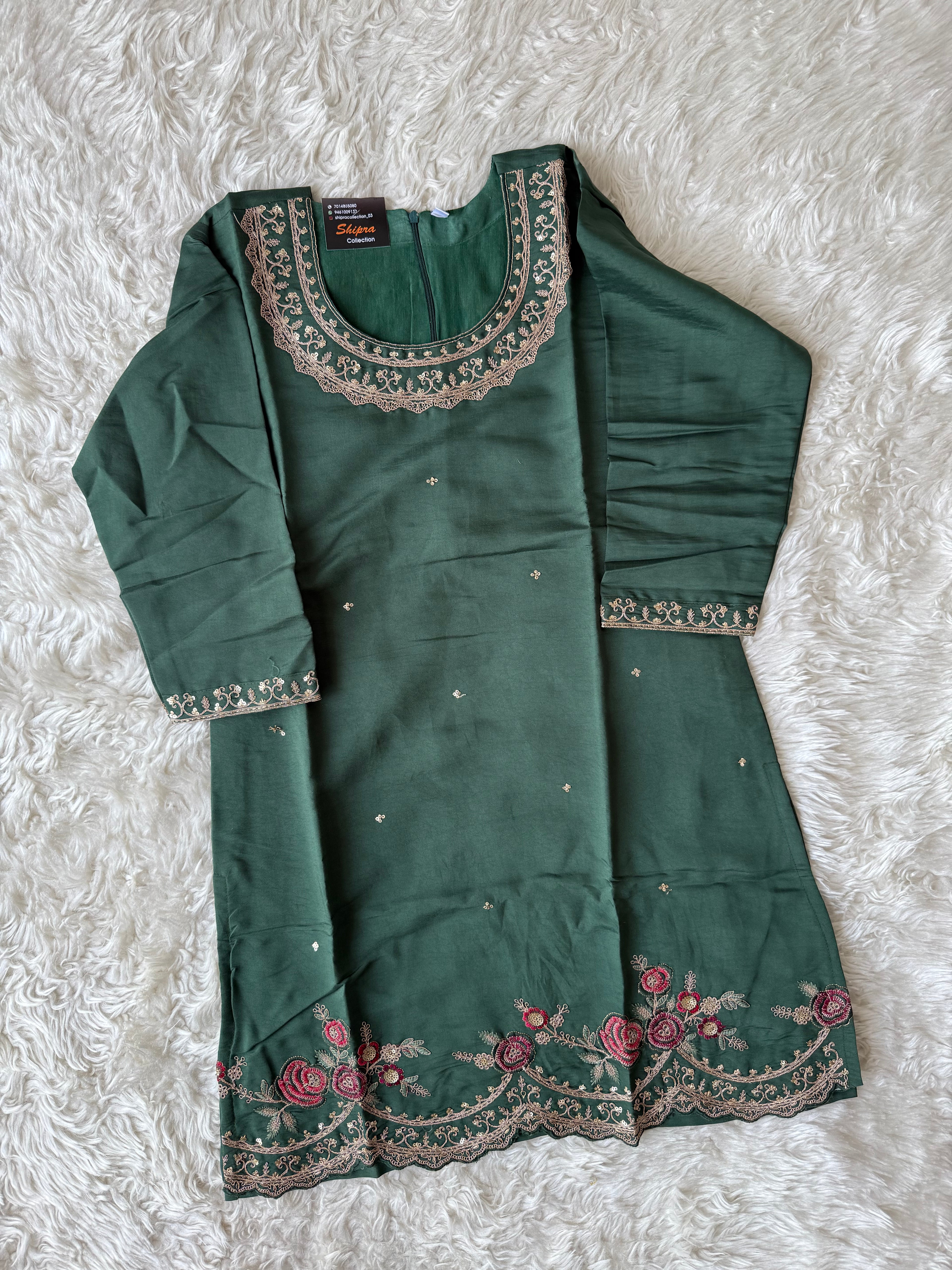 Muslin Silk Kurti Sharara Dupatta Set