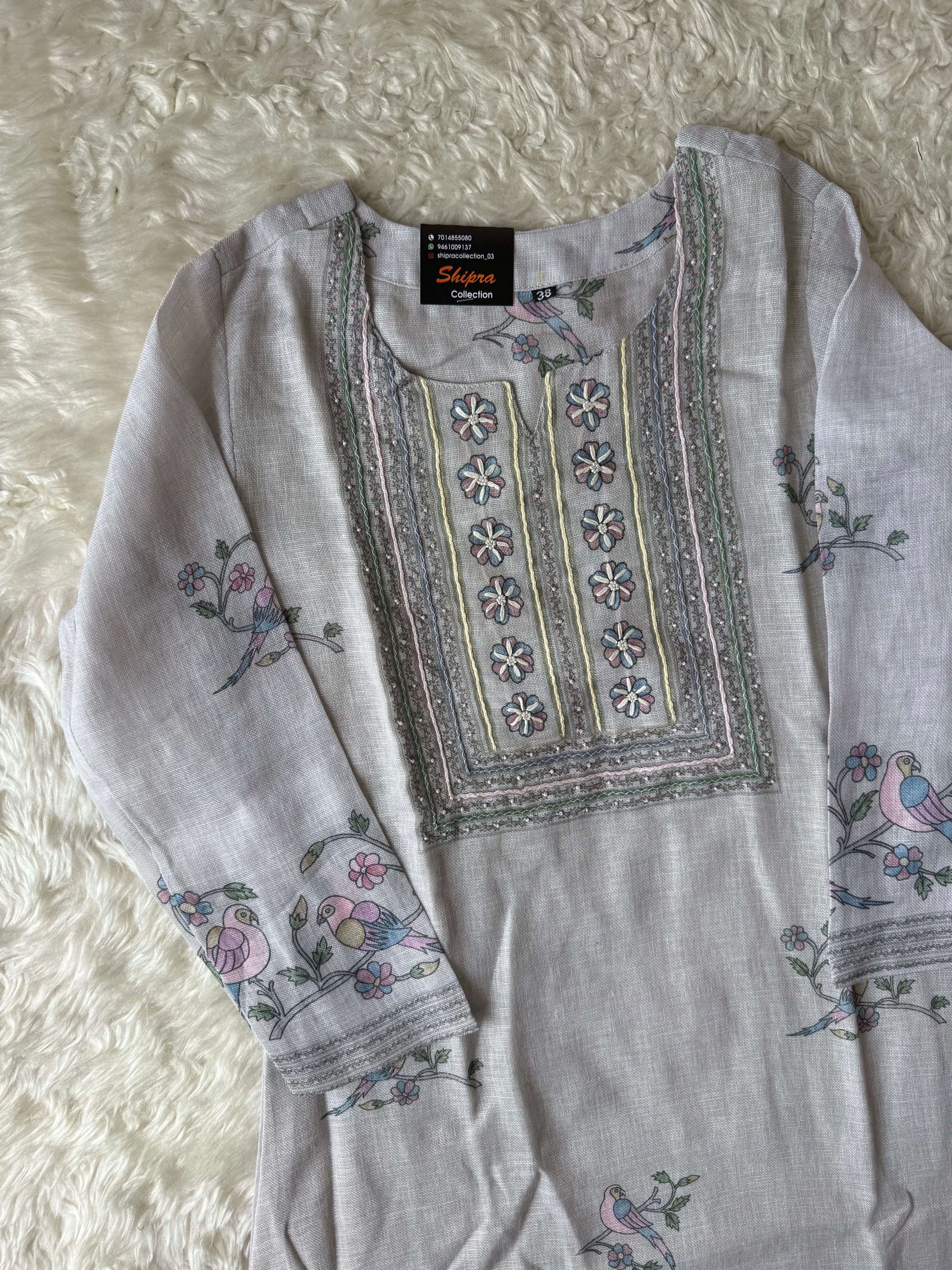 Linen Kurti Pant Dupatta Set