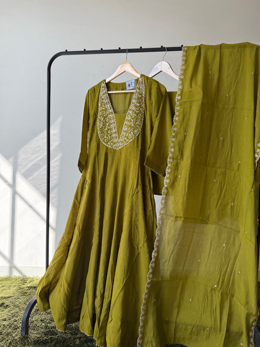 Pure Modal Chanderi Kurti Pant Dupatta Set