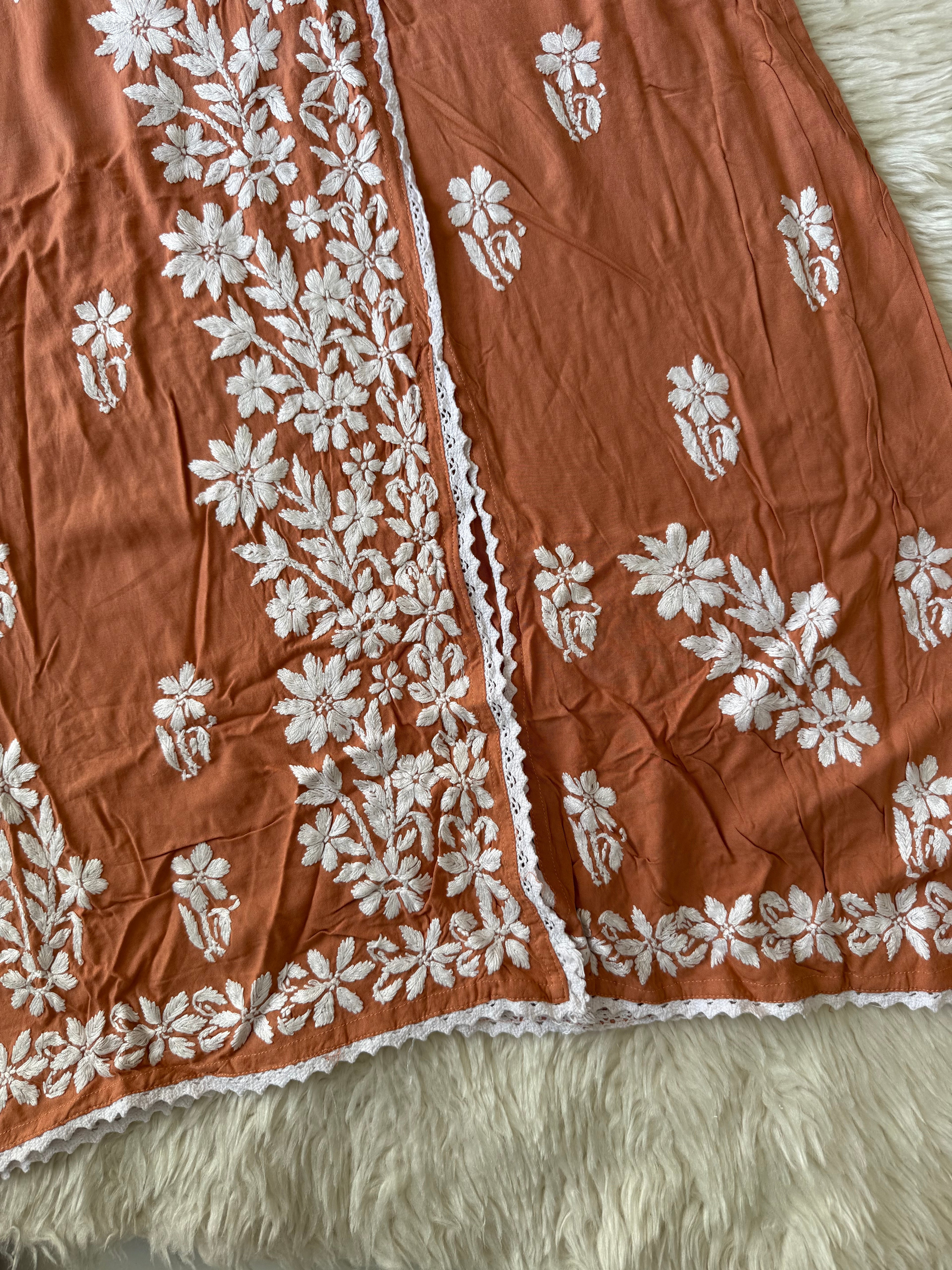 Heavy Rayon Angarkha Chikankari kurti